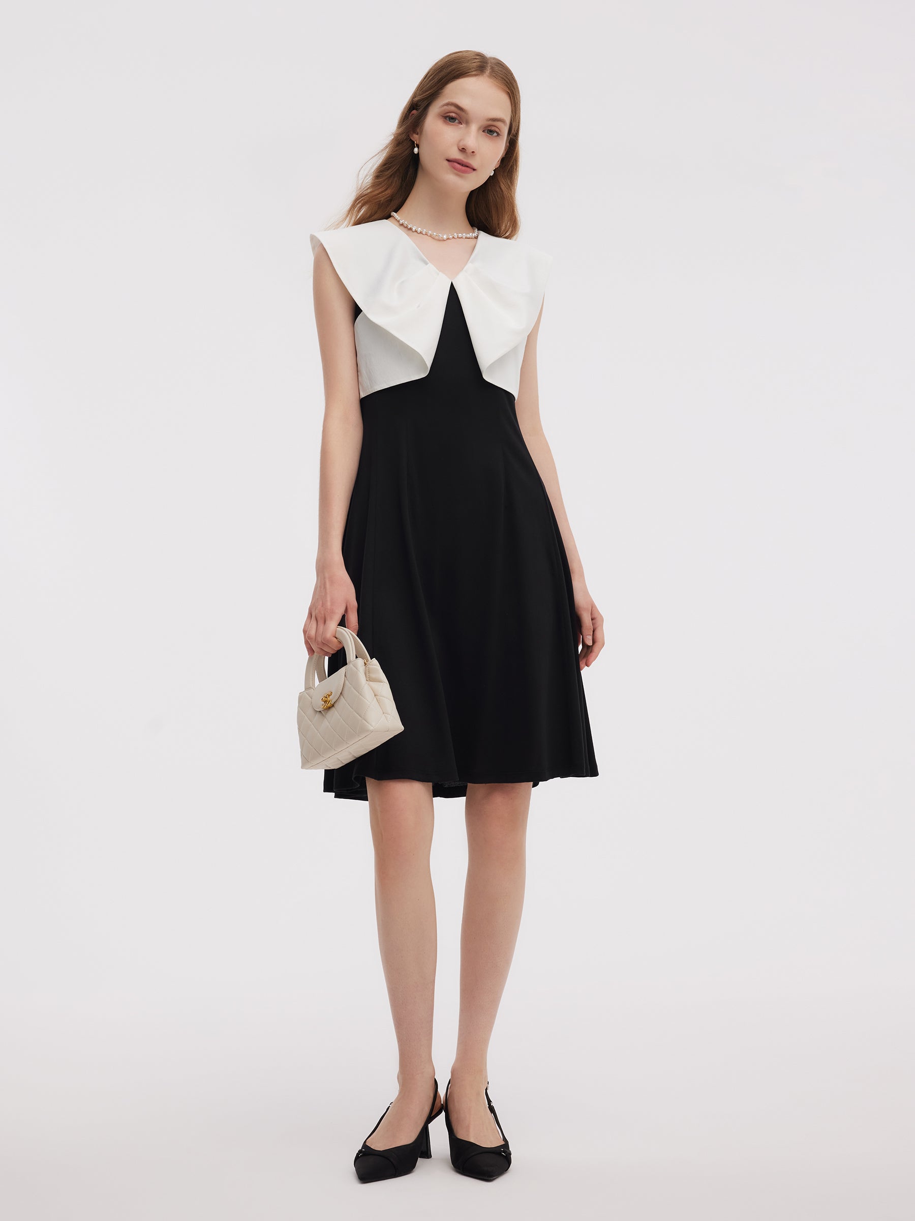 Color Block V-Neck Women Knit Mini Dress