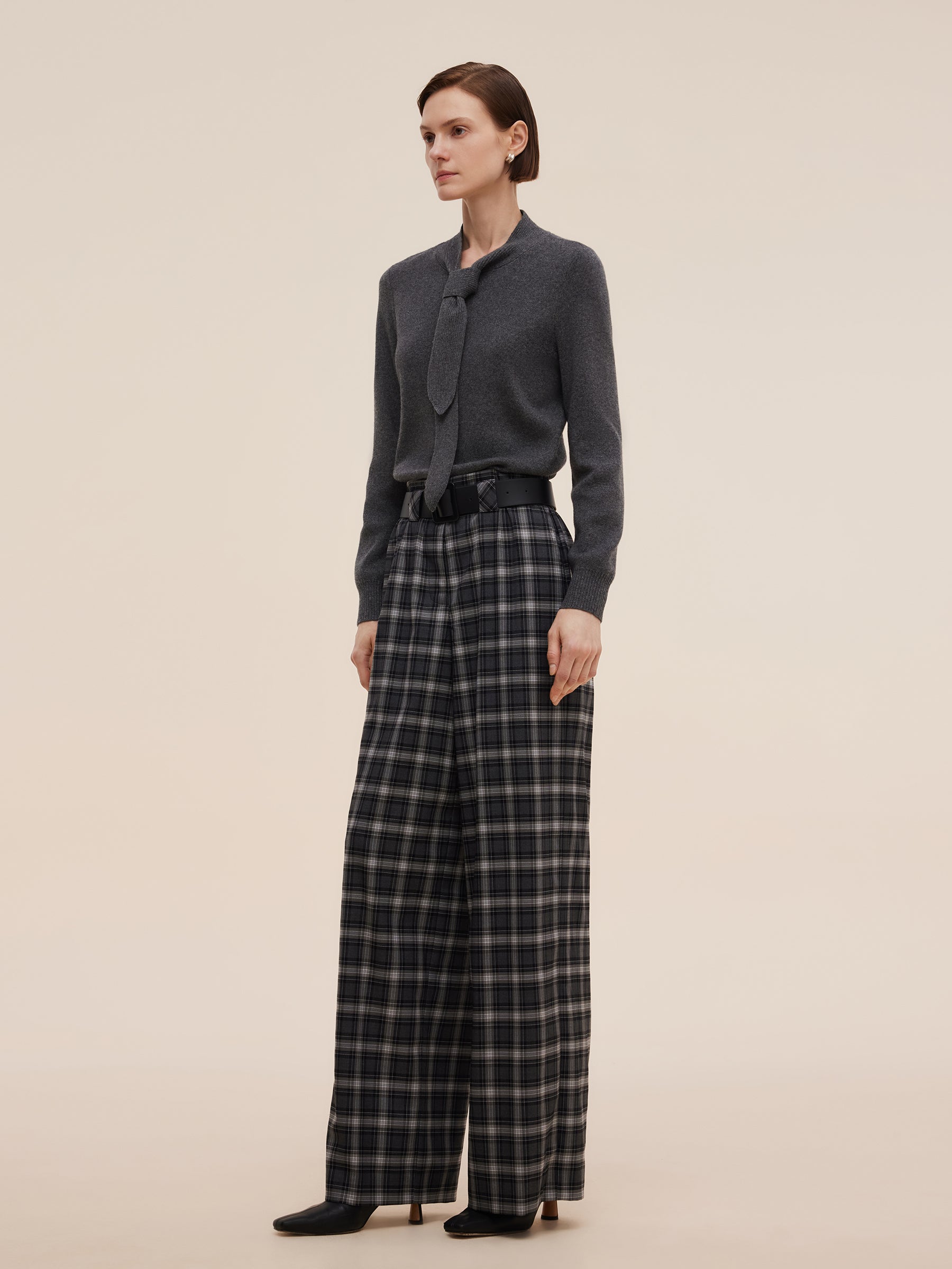 Wool Blend Tie Front Women Knit Top