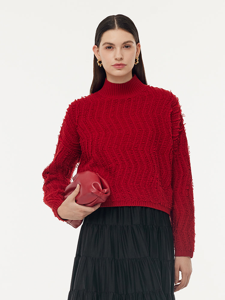 100% Wool Chili Red Women Sweater
