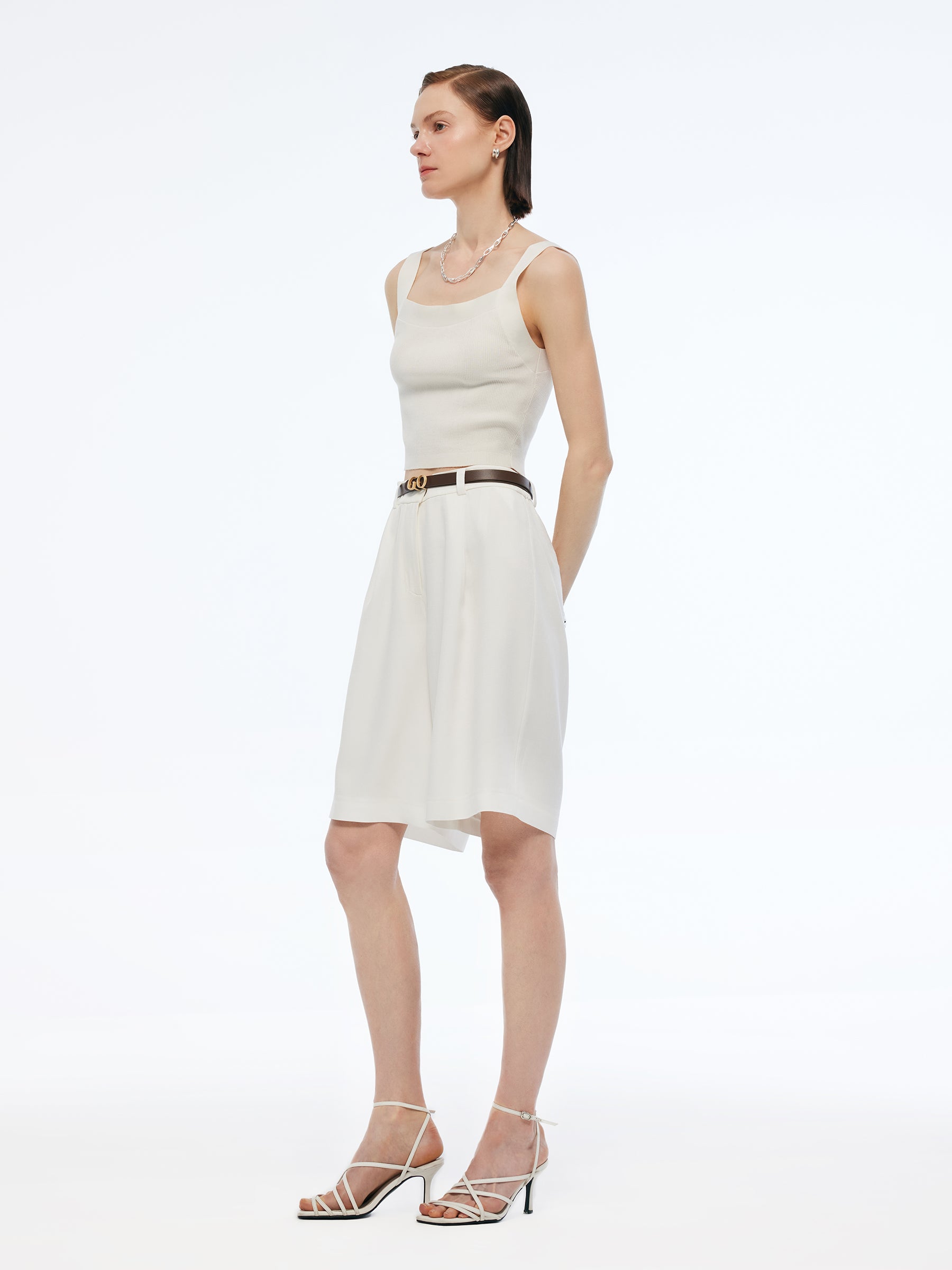 100% Acetate Women Knee Length Shorts