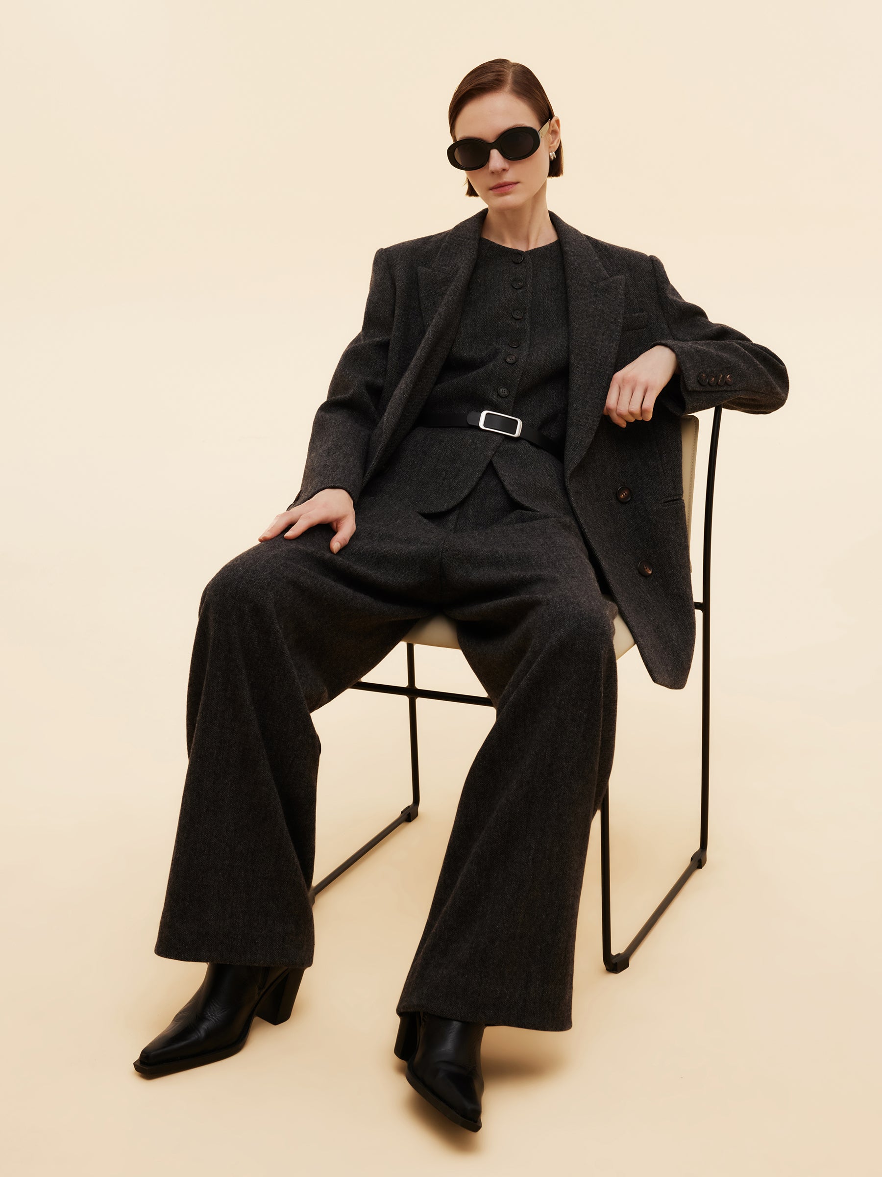 100% Washable Wool Notched Collar Women Blazer