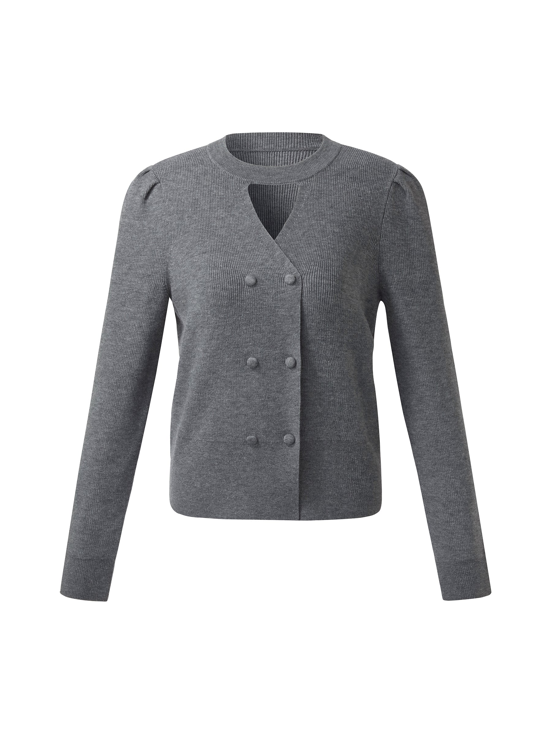 Cut Out V-Neck Long Sleeve Women Knit Top