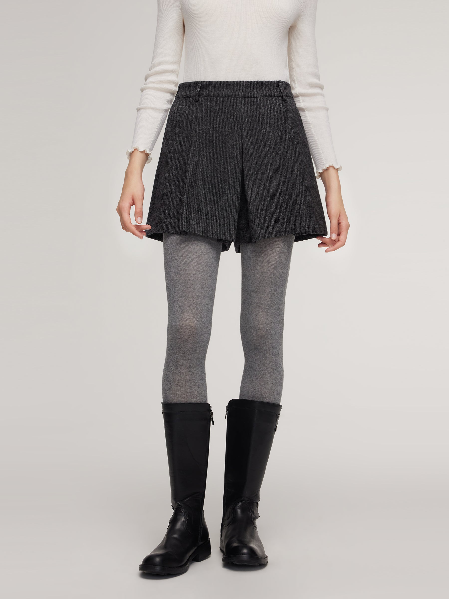 100% Washable Wool A-Line Women Culotte Skirt