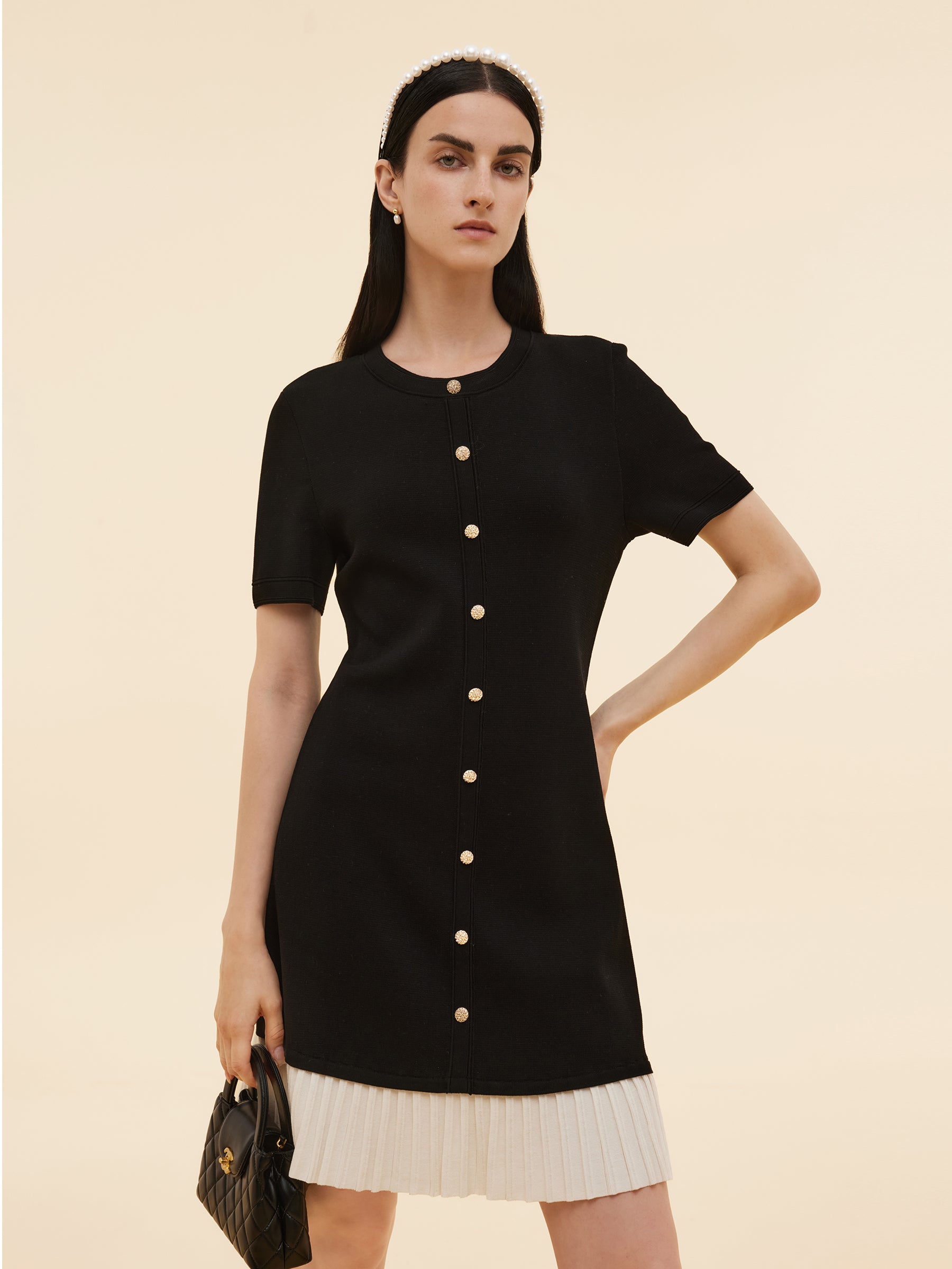 Tencel Blend Color Block Women Knit Mini Dress