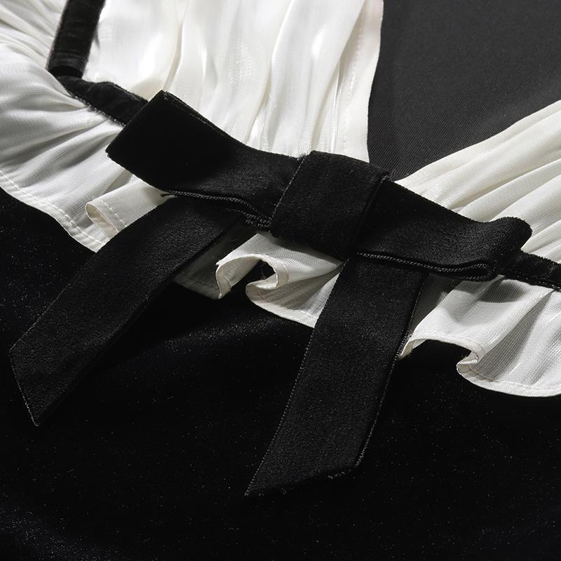 Velvet Patchwork Mini Dress