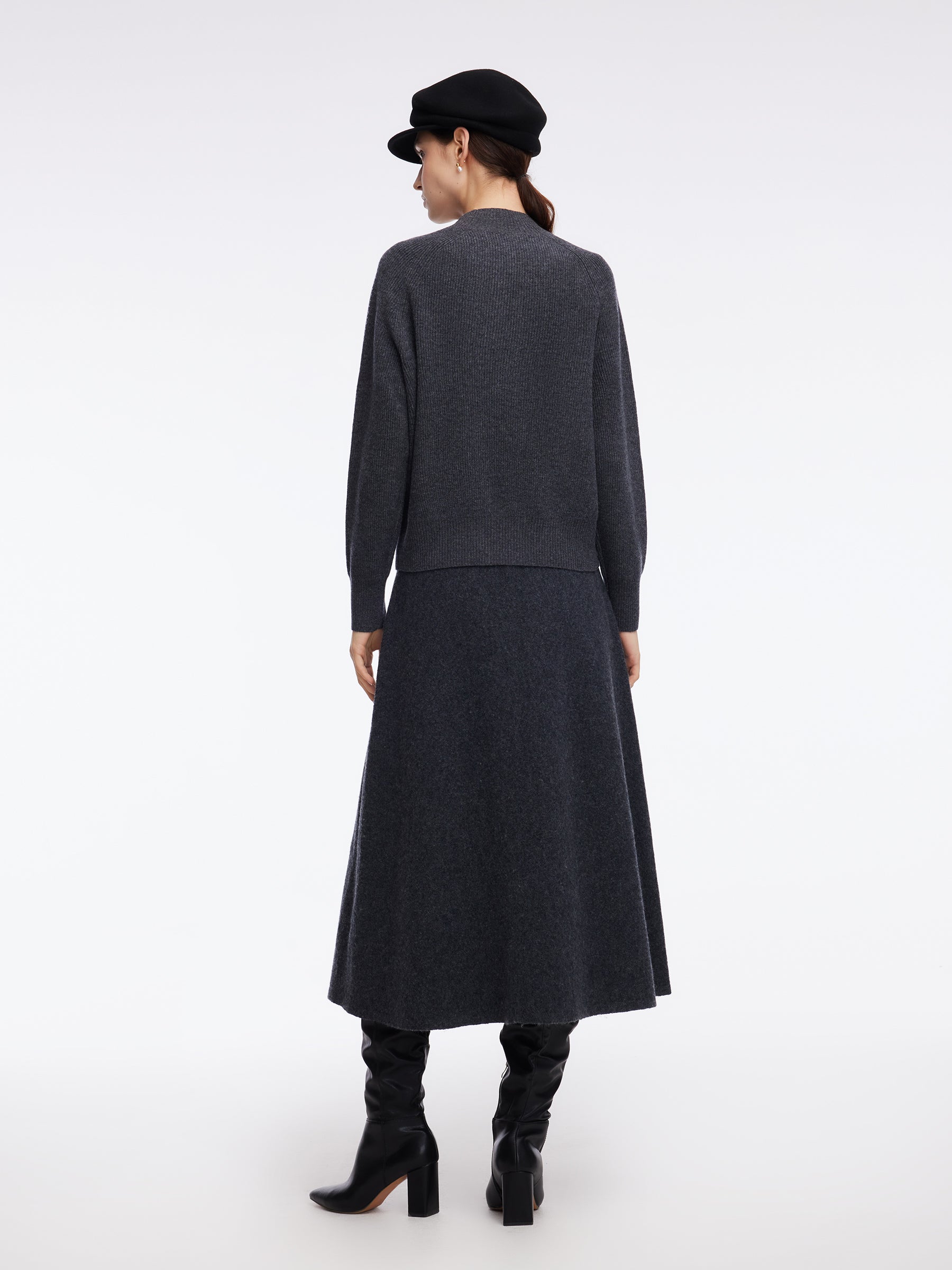 100% Wool Stitch Trim Women Knit Top