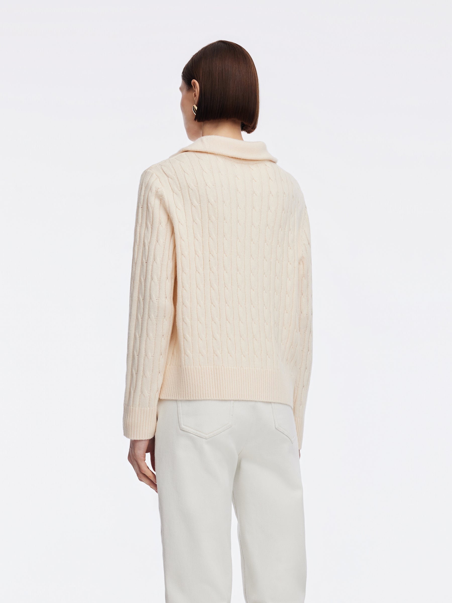 Wool Blend Half-Zip Women Sweater
