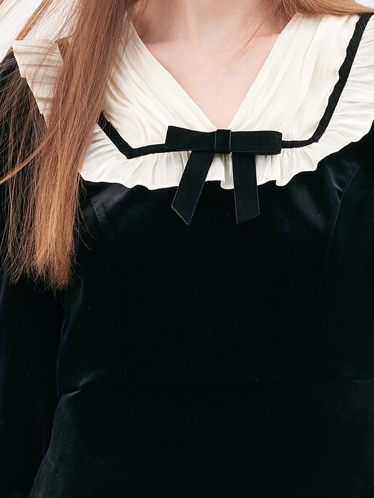 Velvet Patchwork Mini Dress