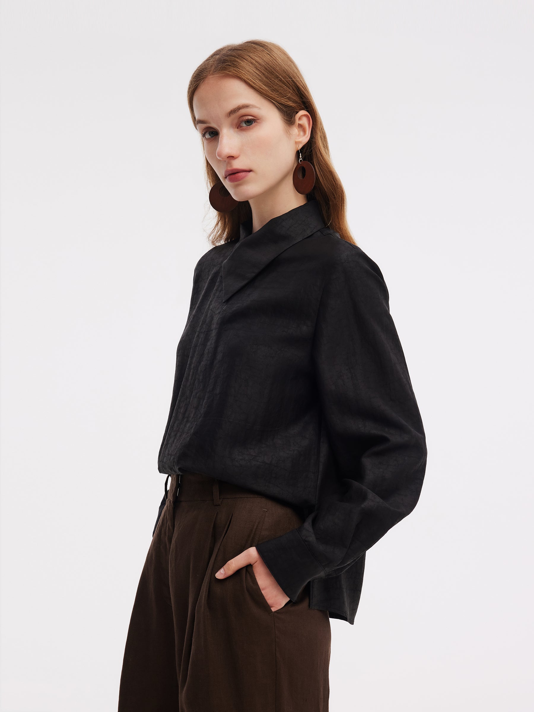 18MM Xiang Yun Silk Cross Front Collar Women Blouse