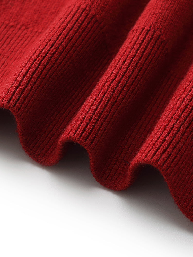 Tencel Wool Blend Four-Leaf Clover Embossed Women Sweater