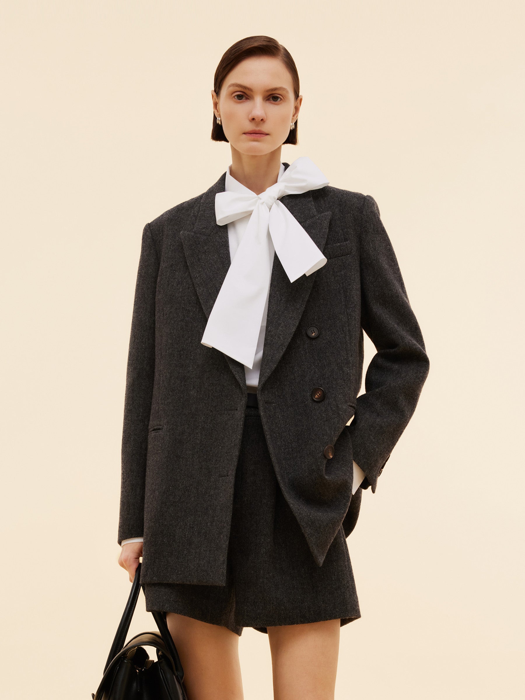 100% Washable Wool Notched Collar Women Blazer