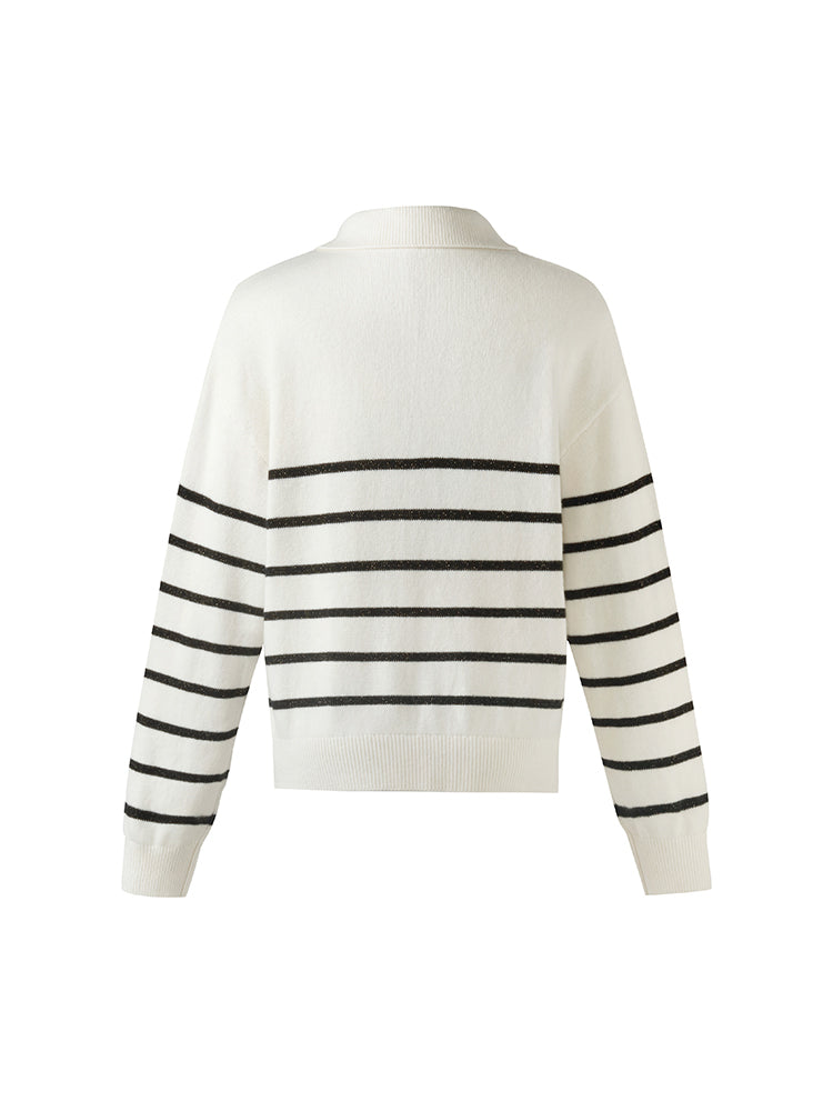 Wool Black And White Stripe Women Sweater