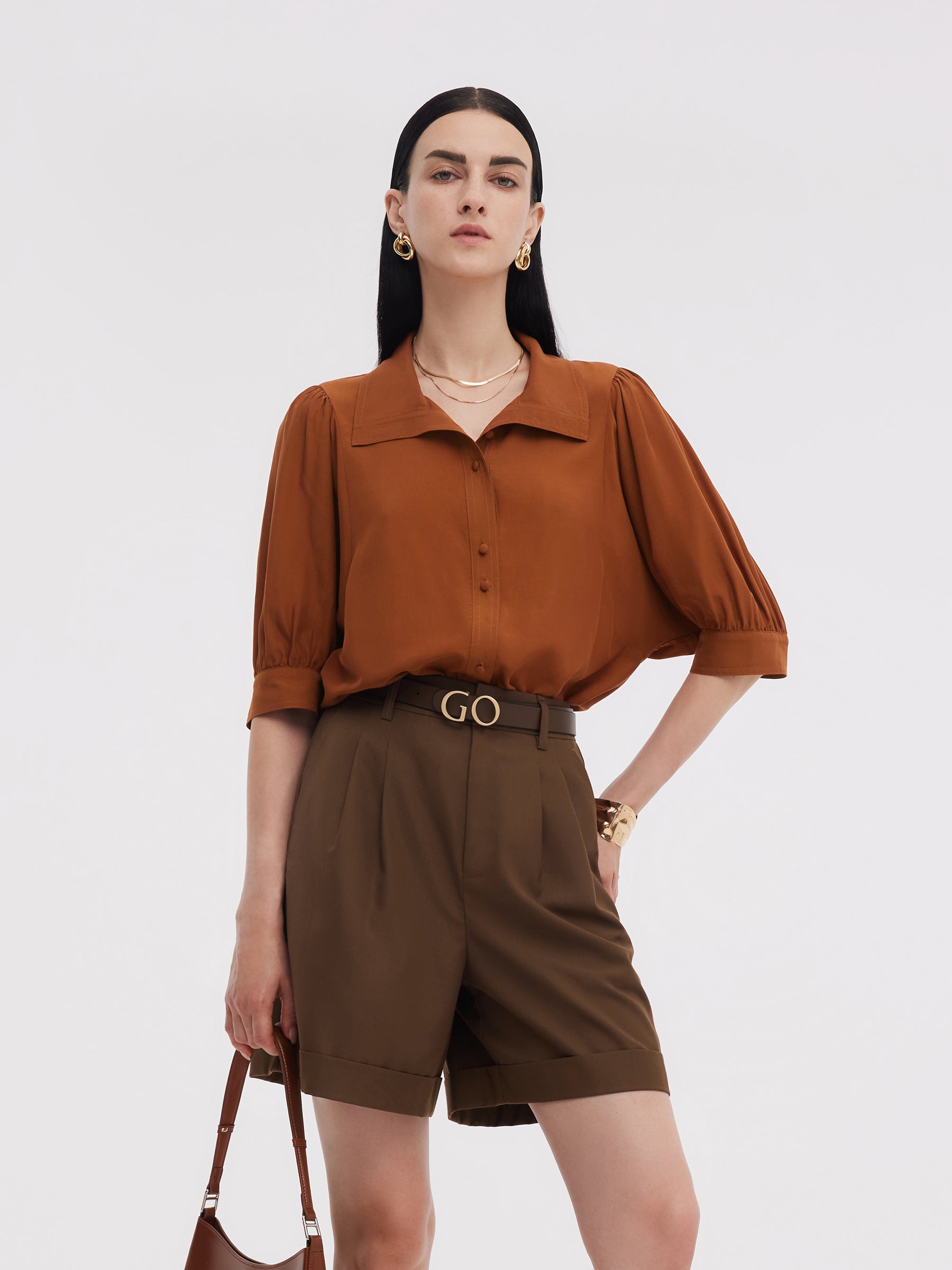 Tencel Acetate Blend Women Loose Shirt