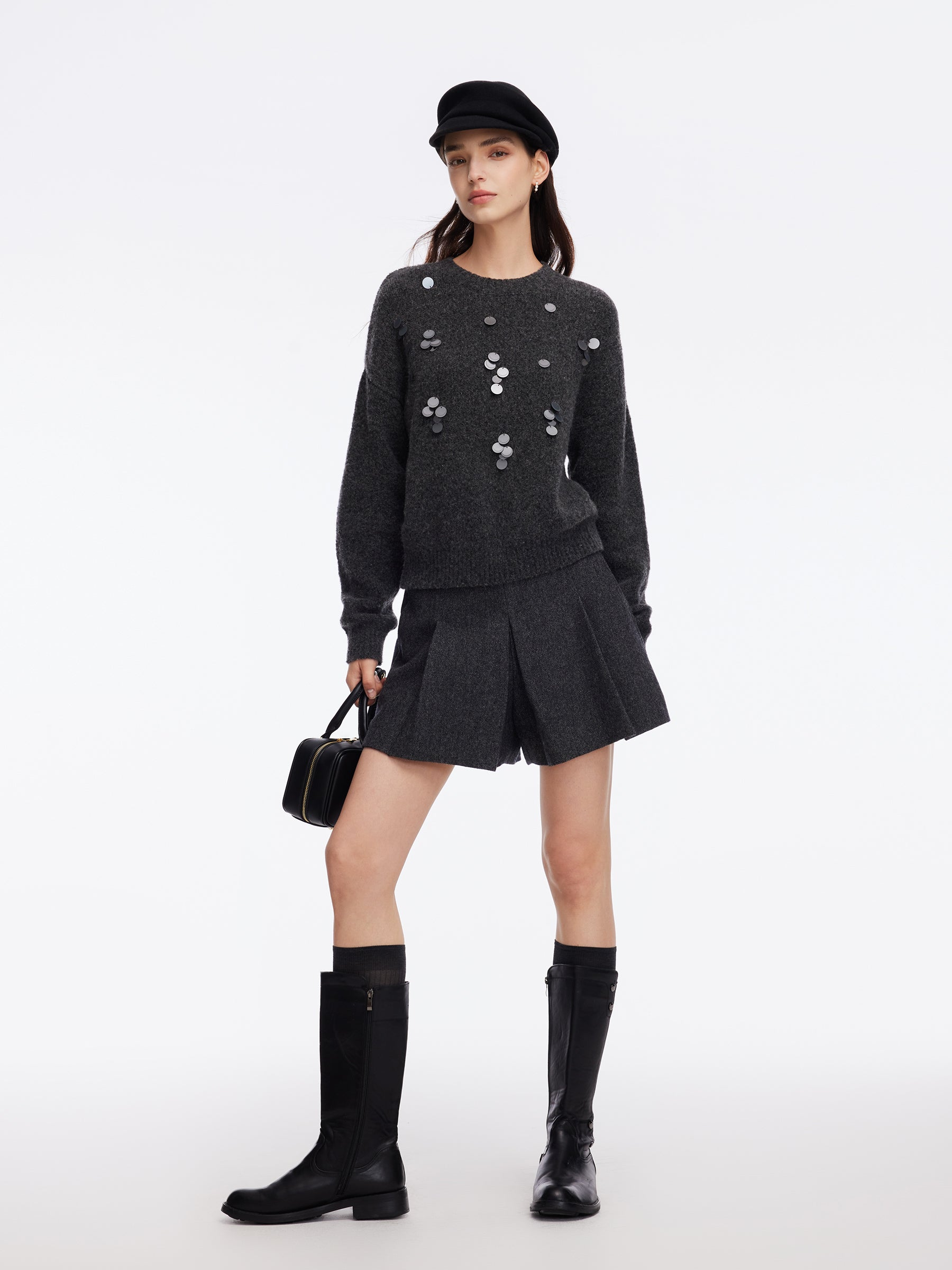 Wool Blend Sequins Women Sweater