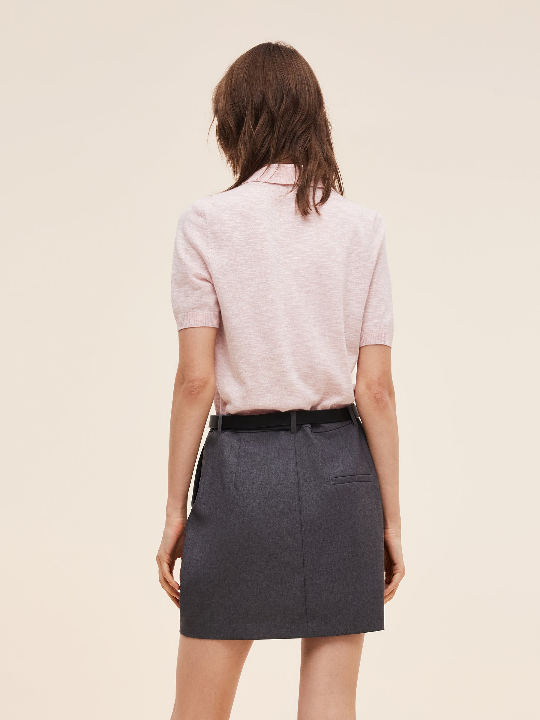 Stretchy Lapel Women Pullover Knit Top