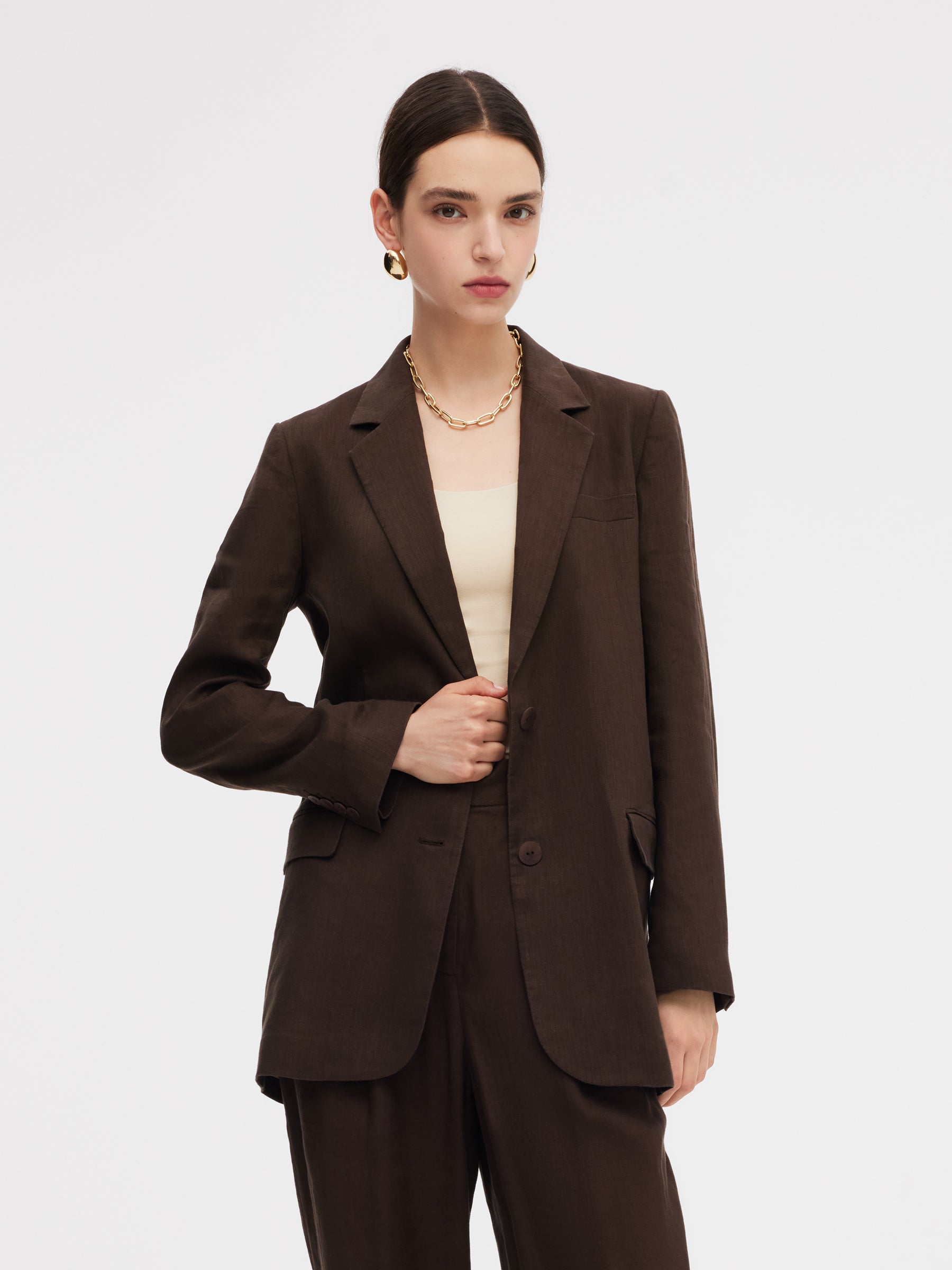 100% Linen Women Loose Fit Blazer
