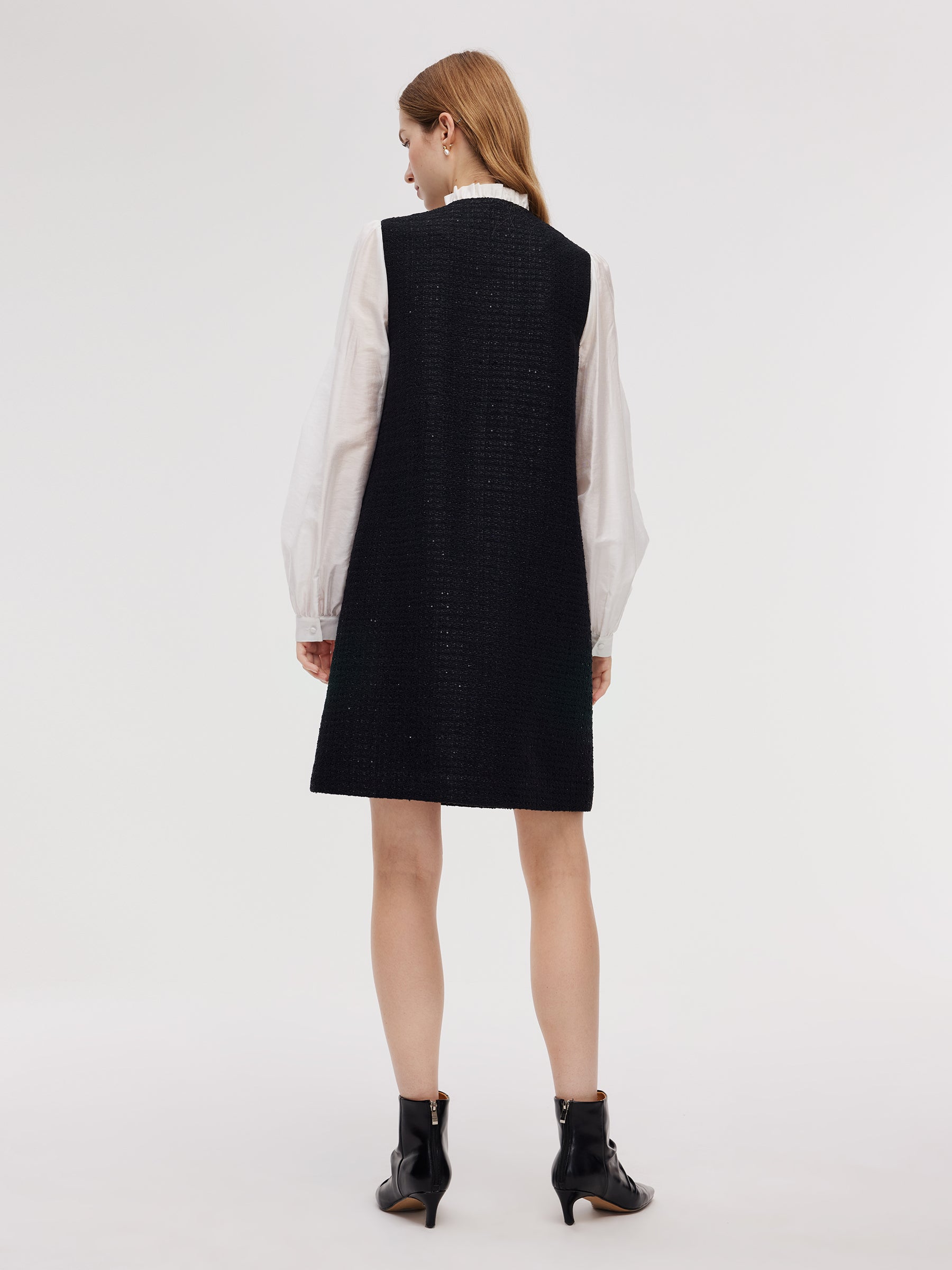 Tweed Faux Two-Piece Women Mini Dress