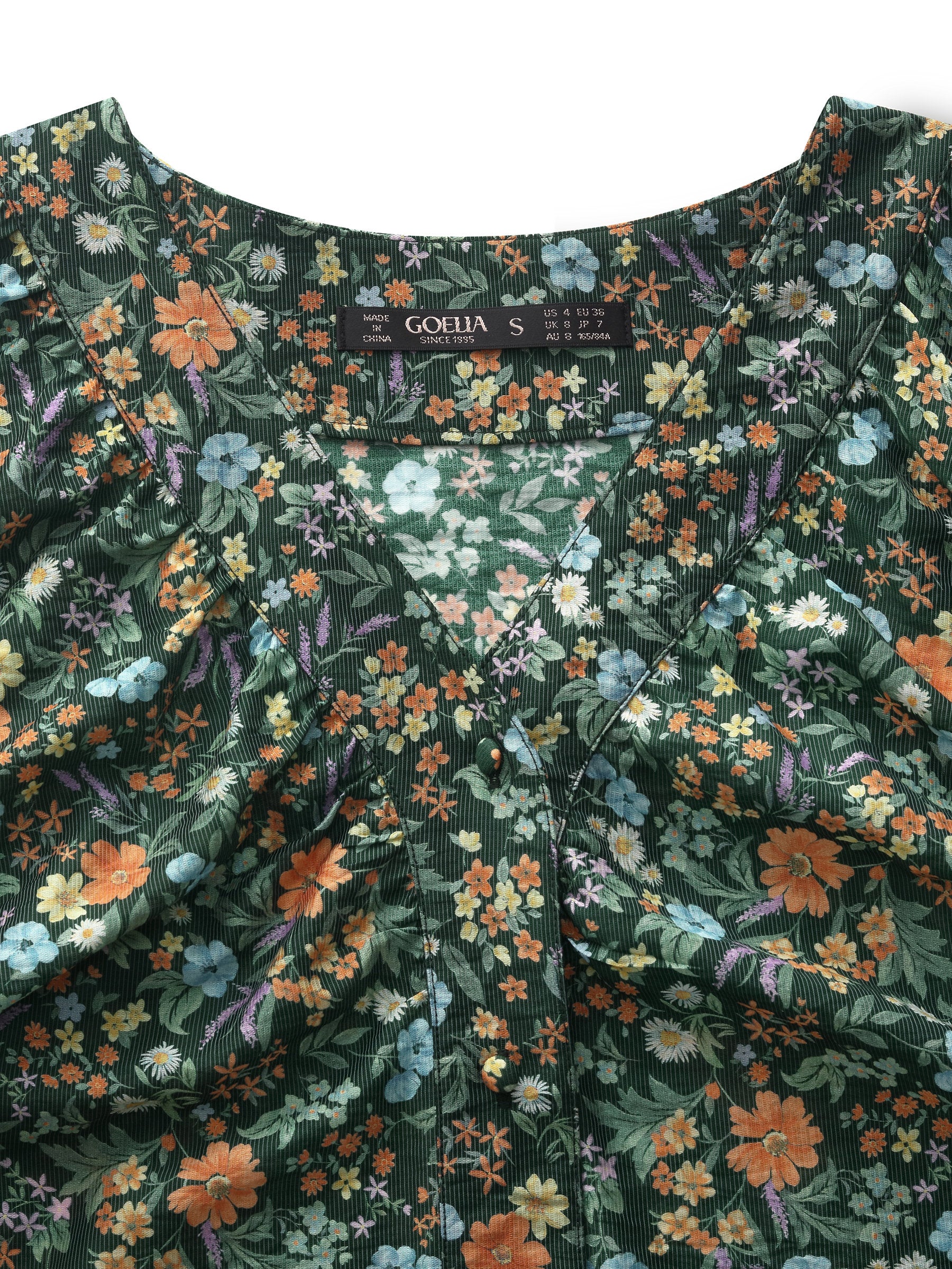 Tencel Blend Floral Print Women V-Neck Blouse