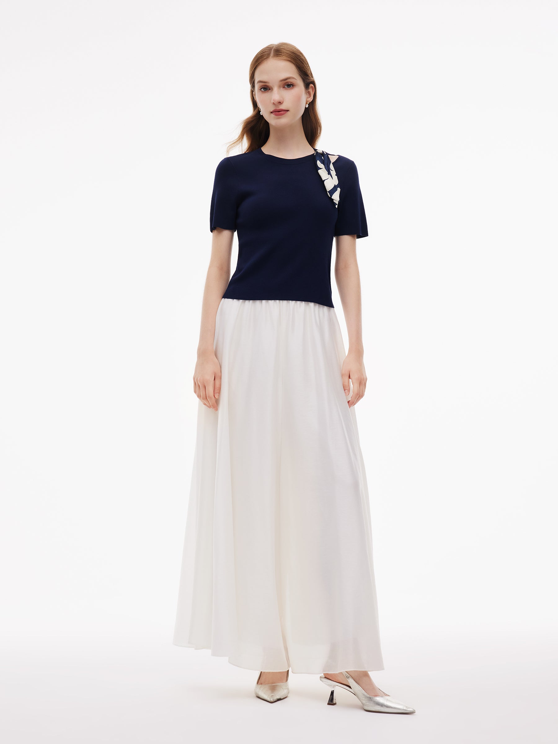 Tencel Blend Cut Out Women Knit Top