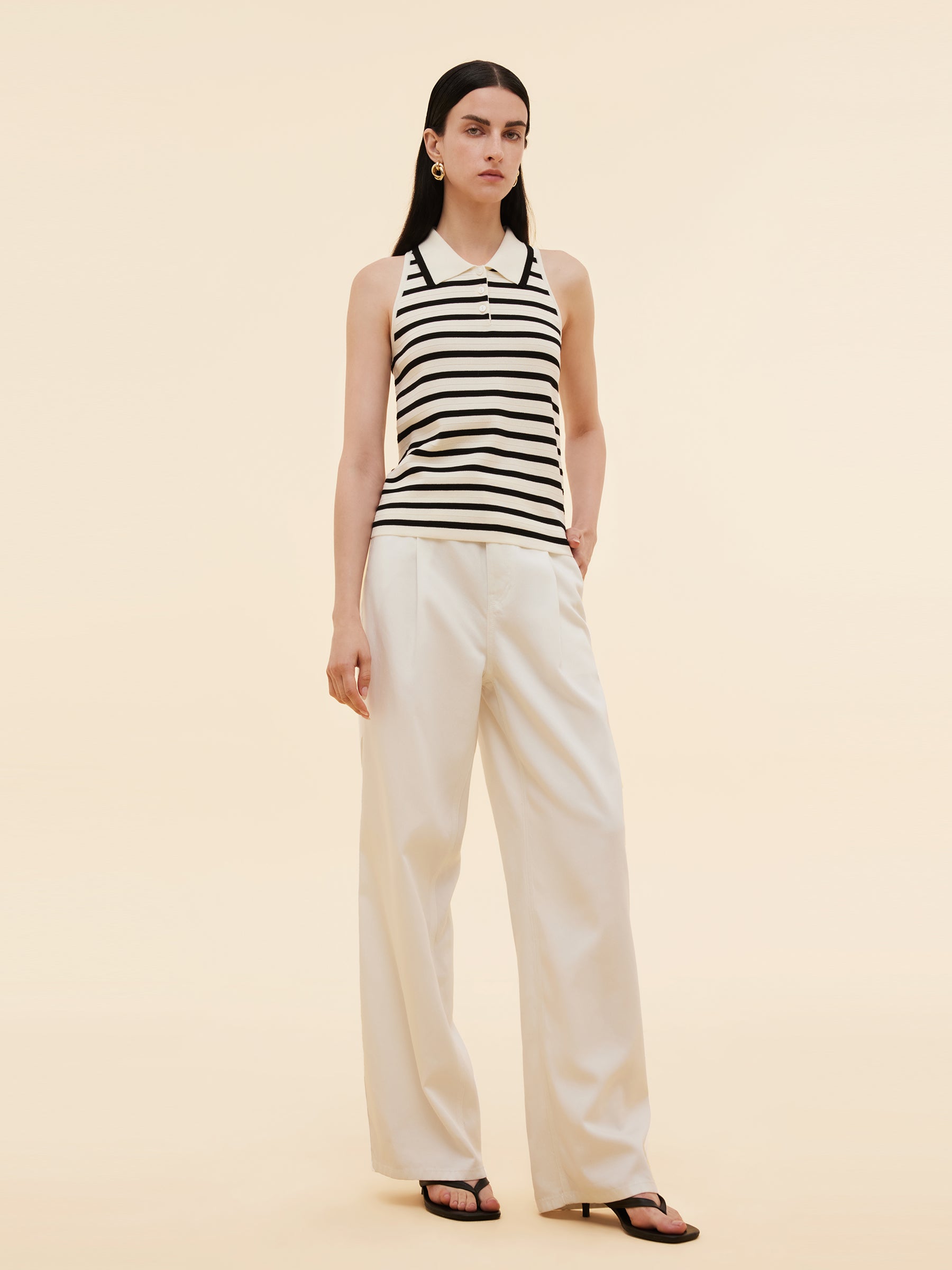 Tencel Blend Stripe Women Knit Tank Top