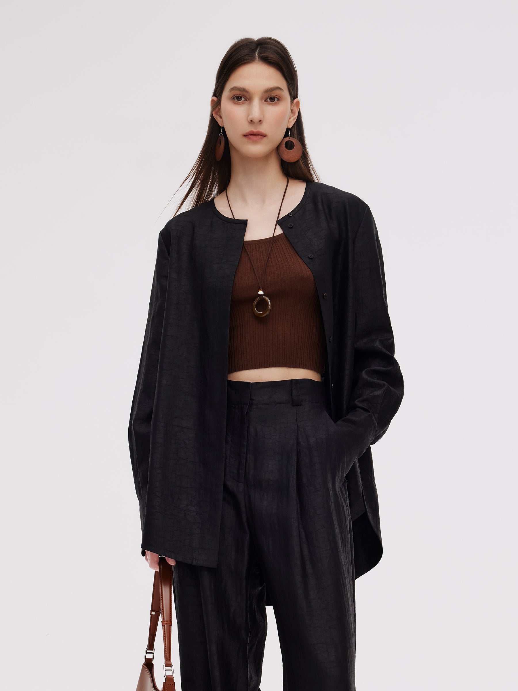 18MM Gambiered Canton Gauze Round Neck Women Shirt