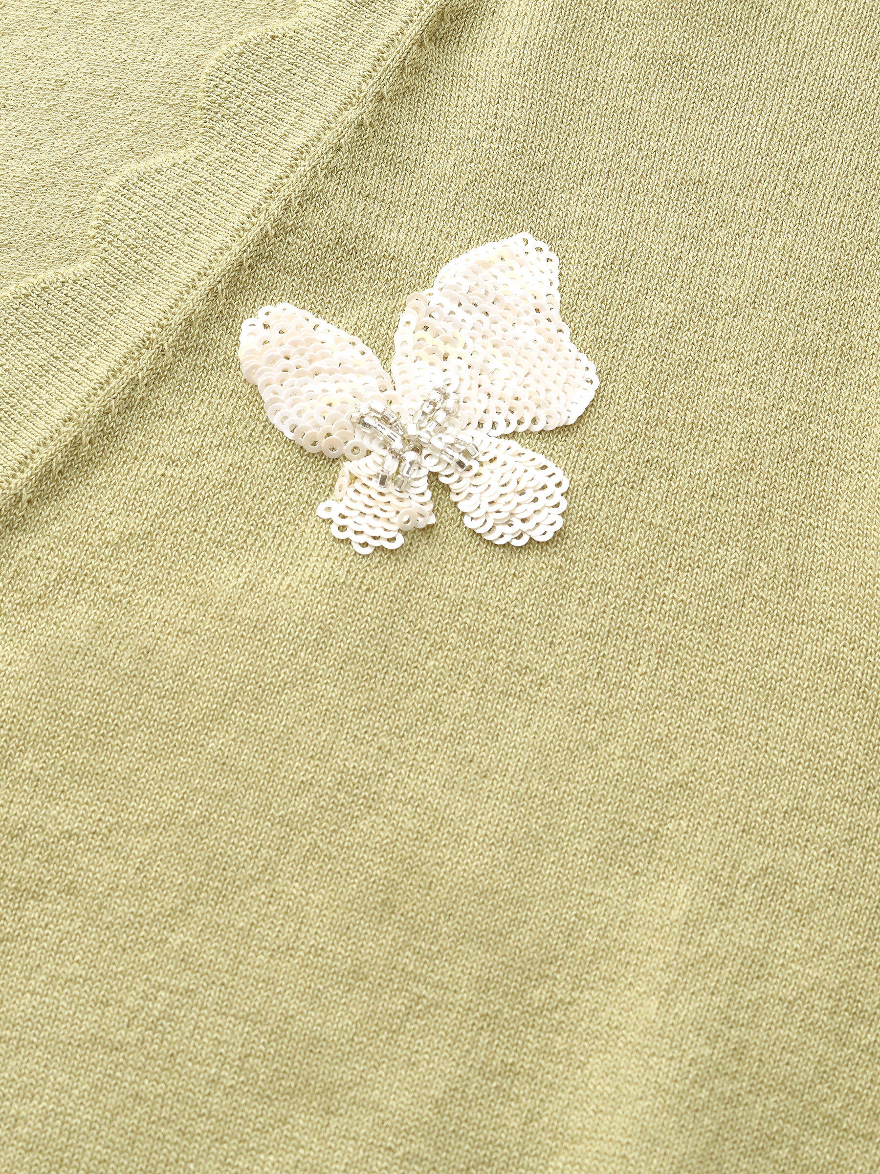 Tencel Blend Butterfly Embroidered Women Knit Top