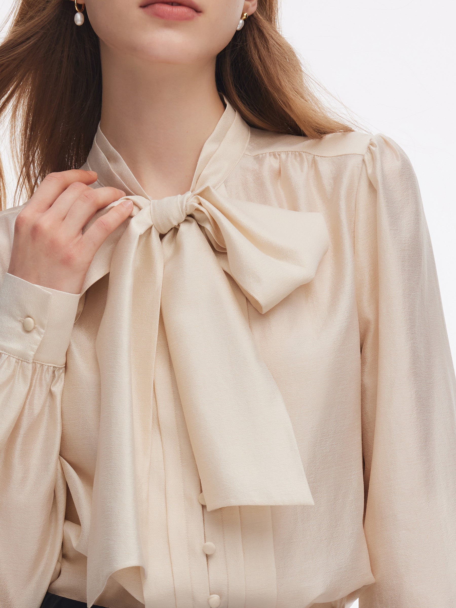 Modal Acetate Blend Tie Front Women Shirt