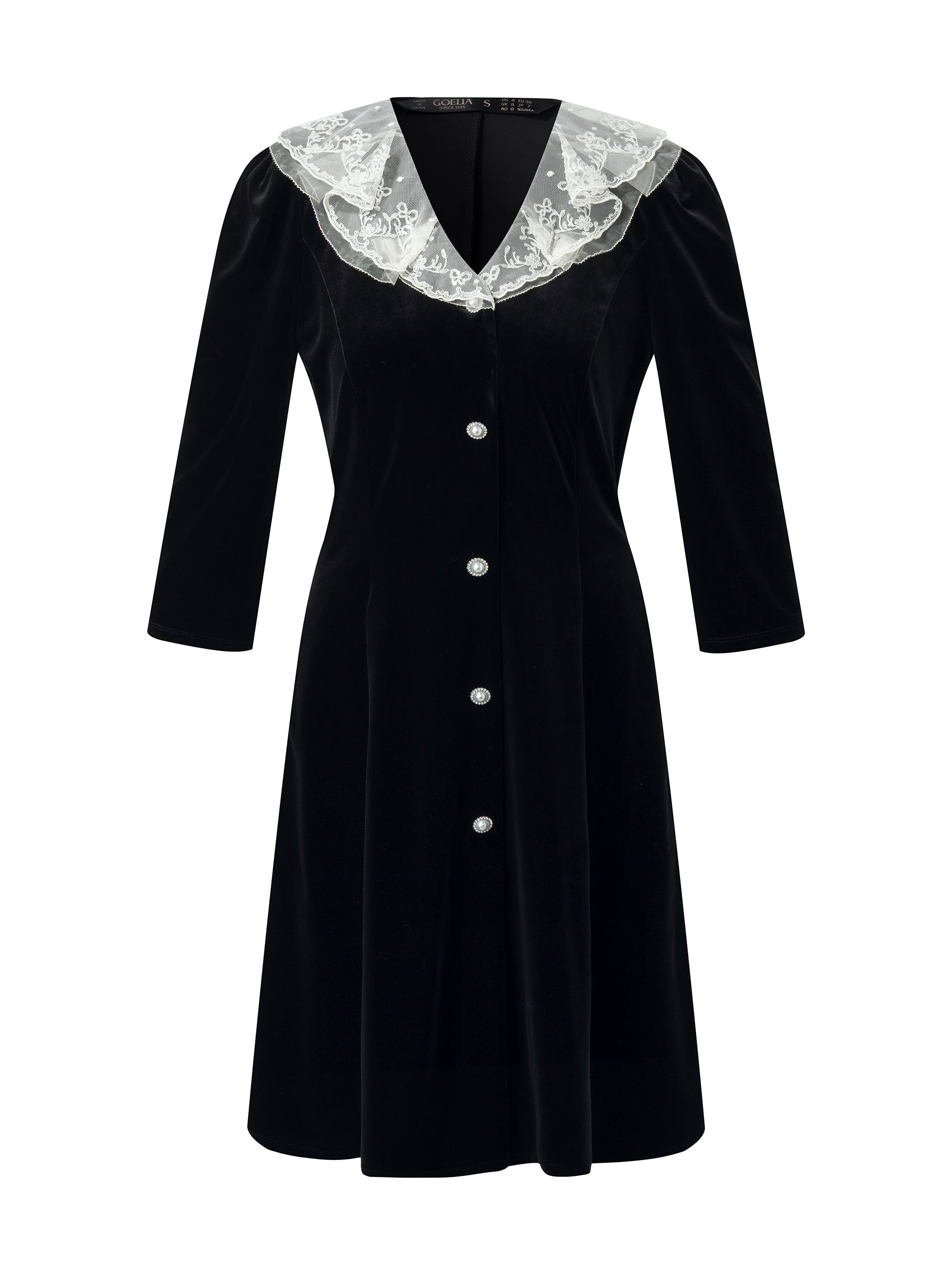 Velvet Patchwork Embroidered Collar Women Mini Dress