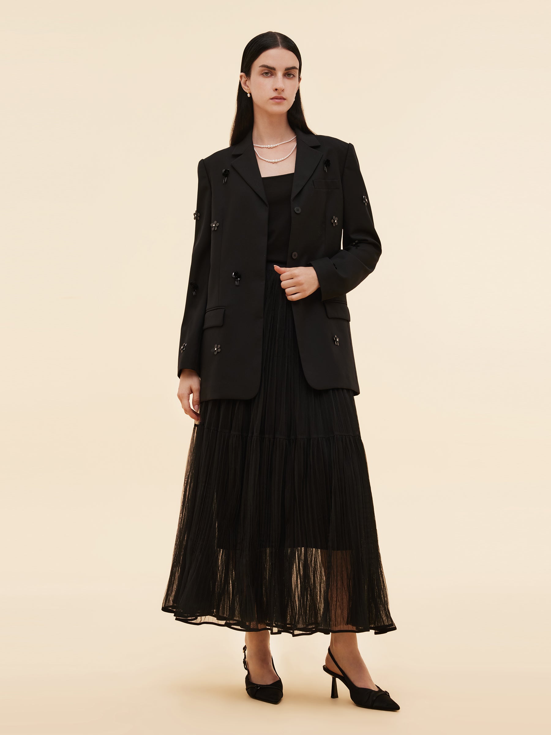 100% Worsted Wool Beaded Women Blazer