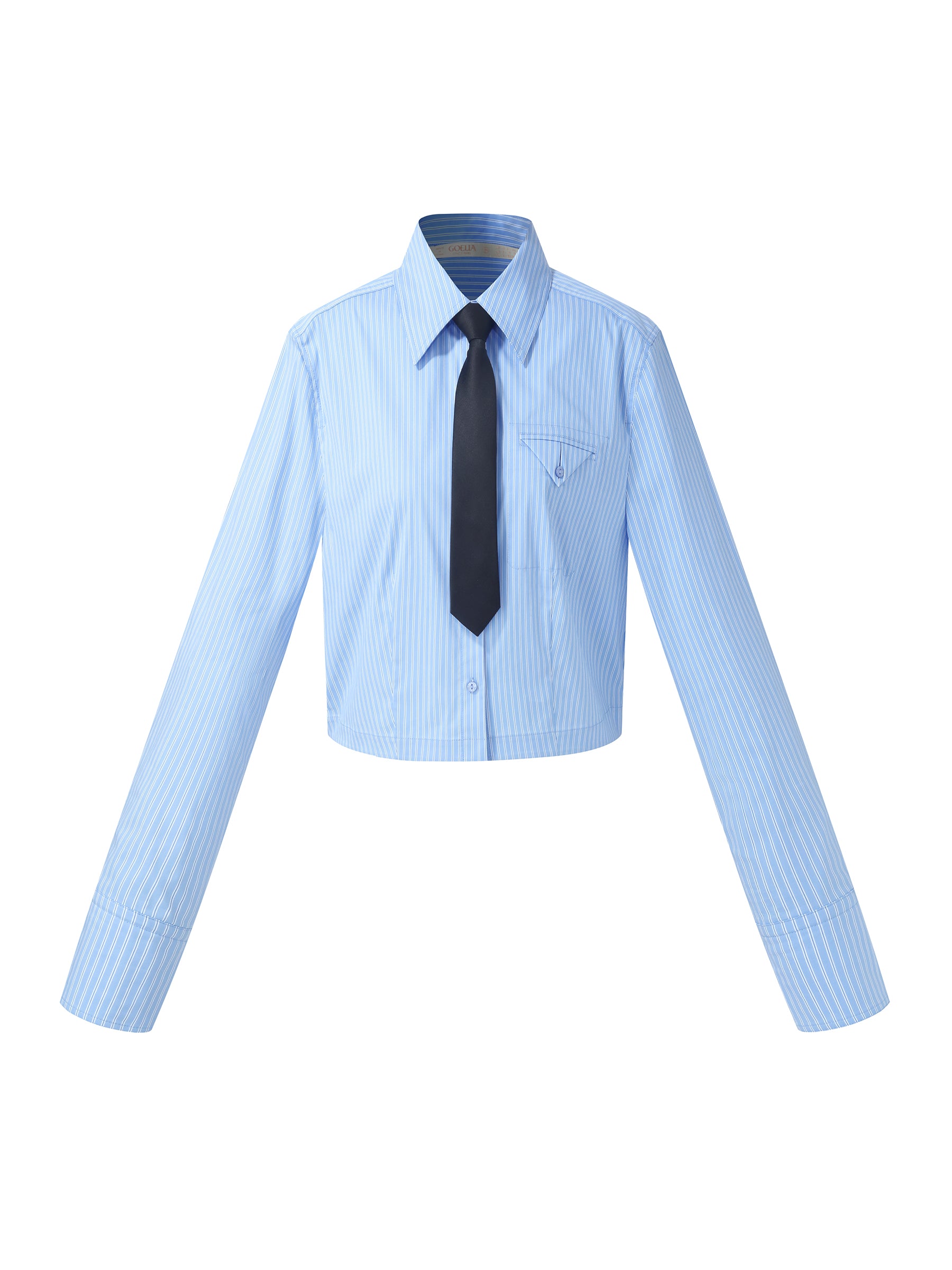 Blue And White Stripe Women Long Sleeve Shirt