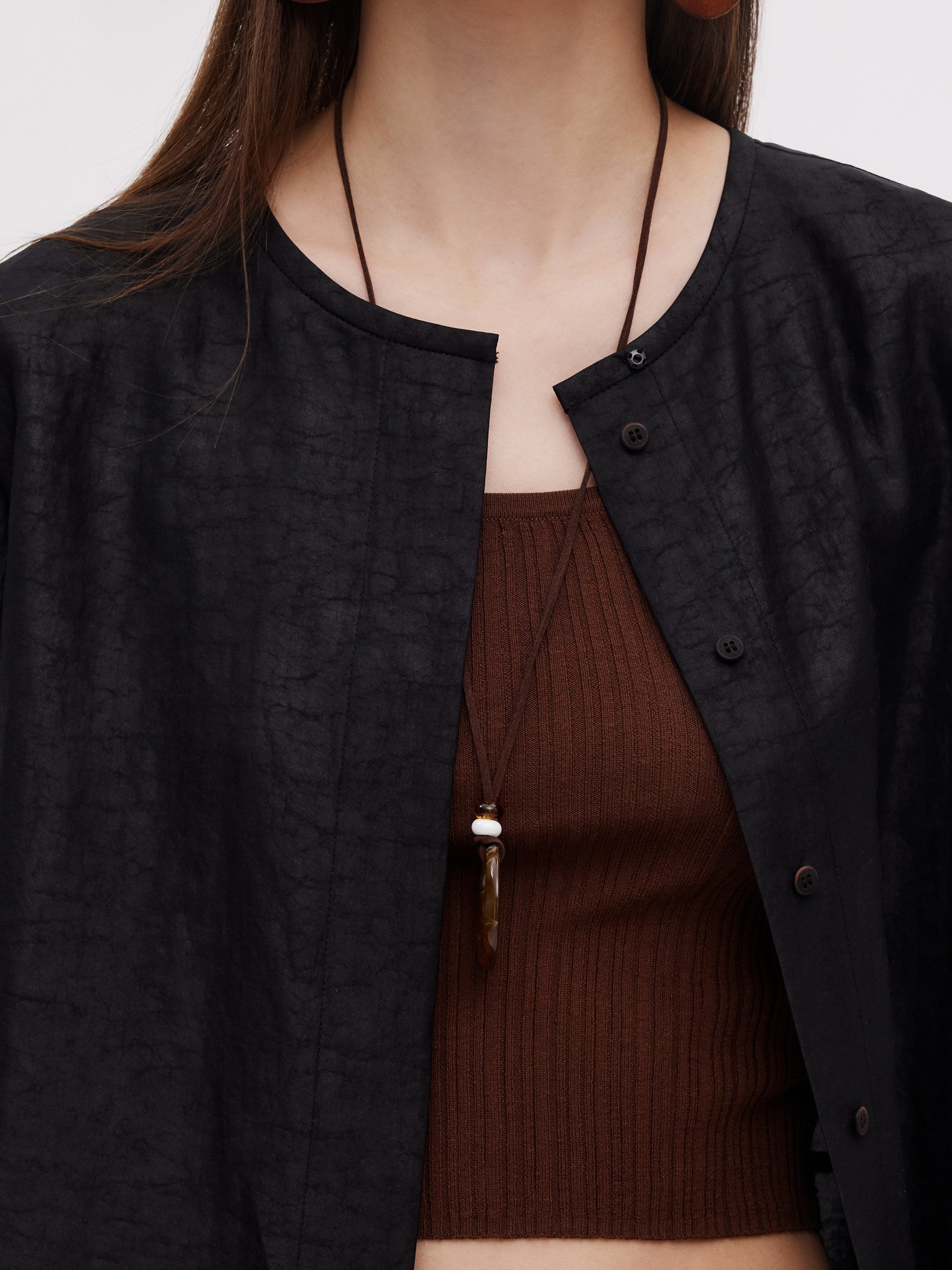 18MM Gambiered Canton Gauze Round Neck Women Shirt