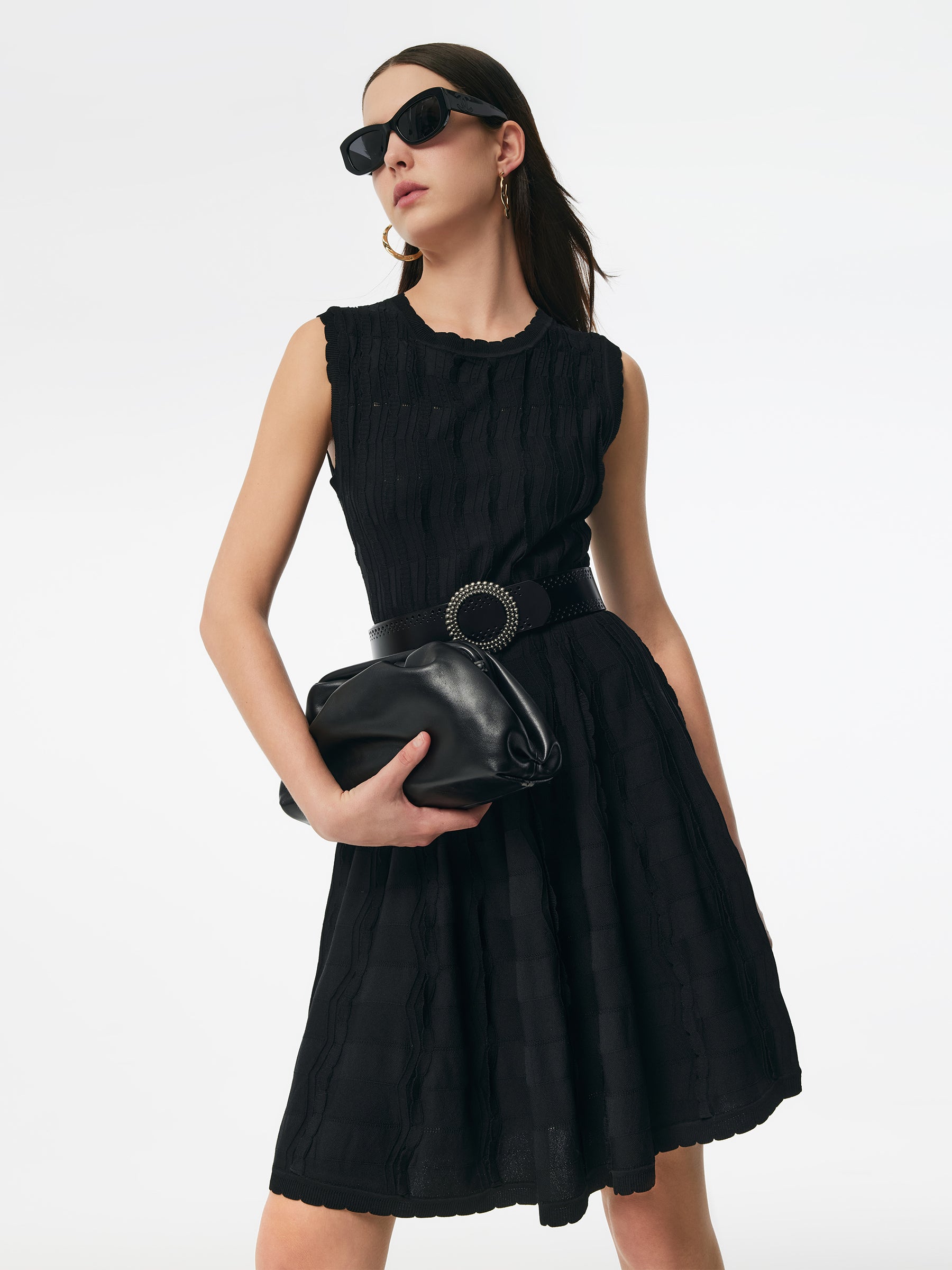 Stretch Jacquard Women Knit Mini Dress