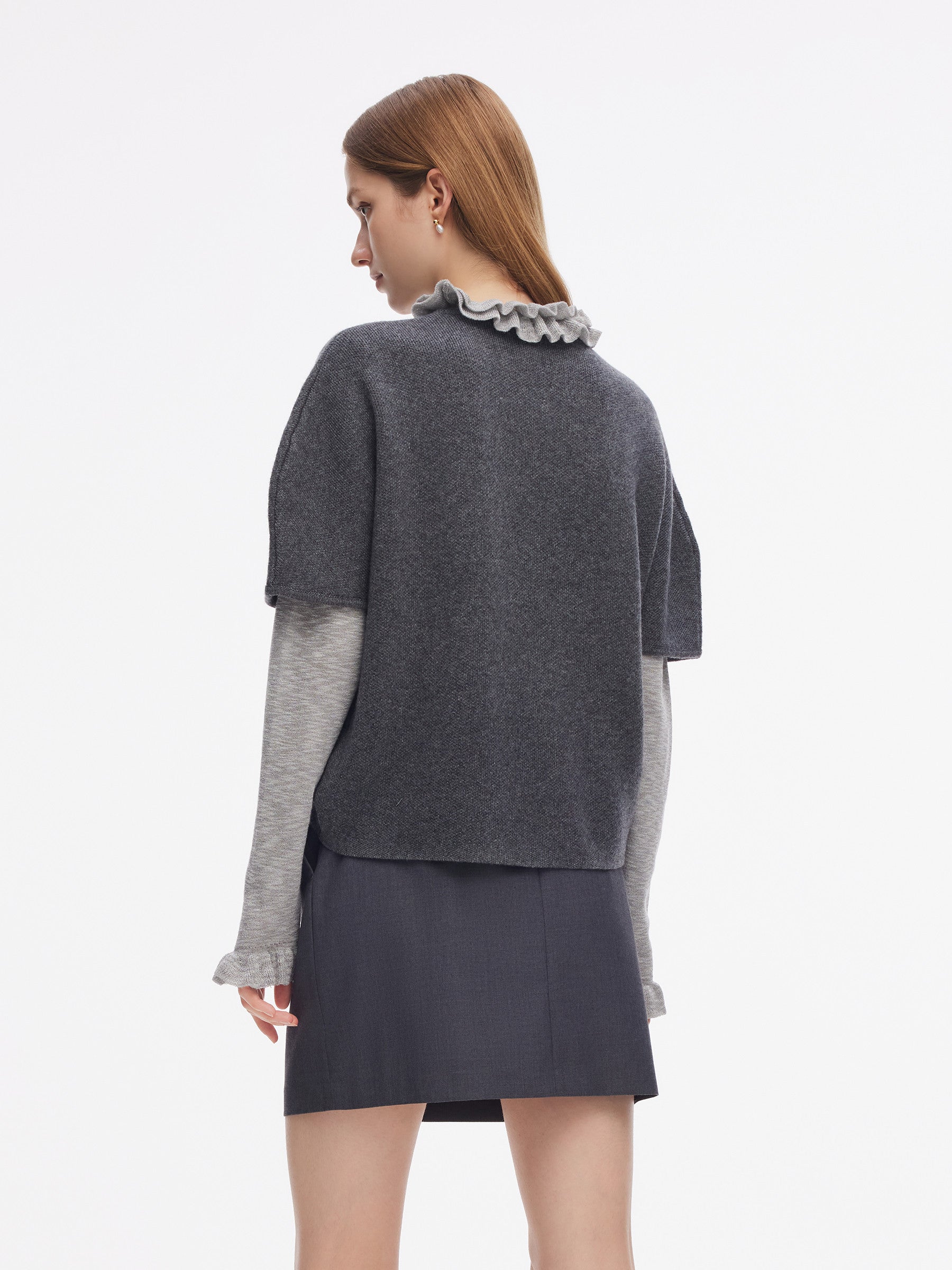 Wool Blend Women Knit Top With Detachable Brooch