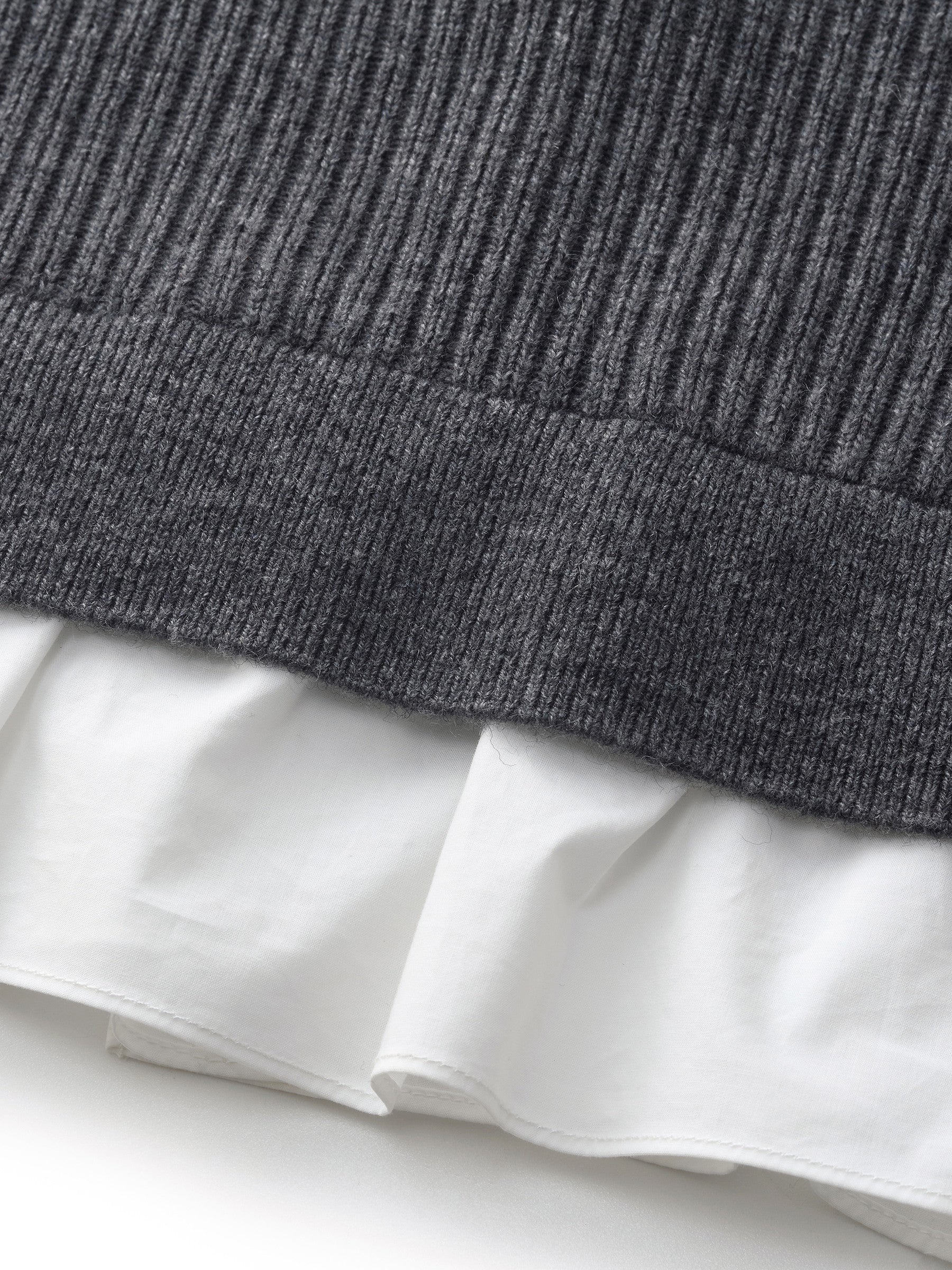 Wool Blend Faux Two-Piece Women Blouse