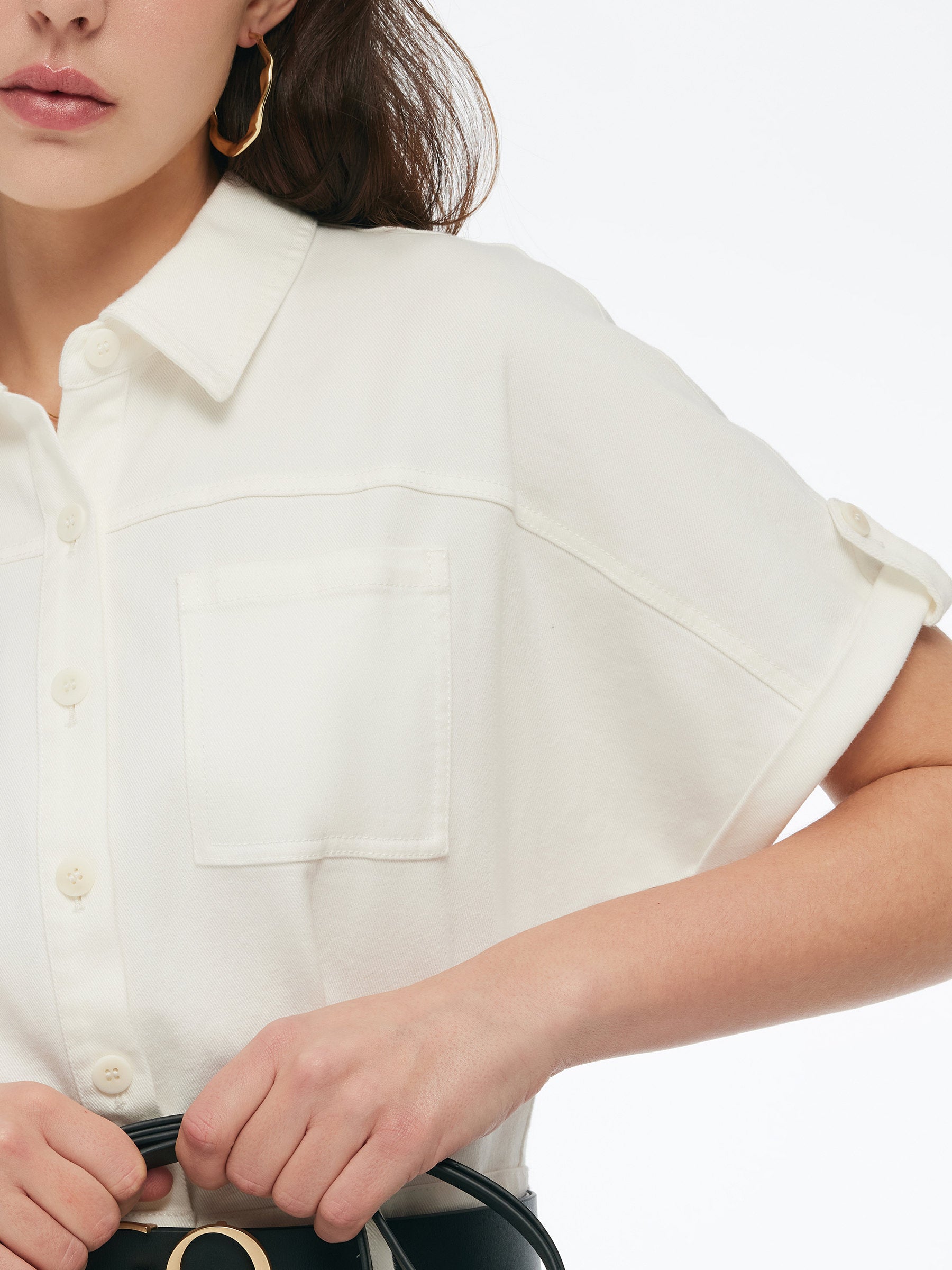 Denim Women Mini Dress With GO Letter Leather Belt