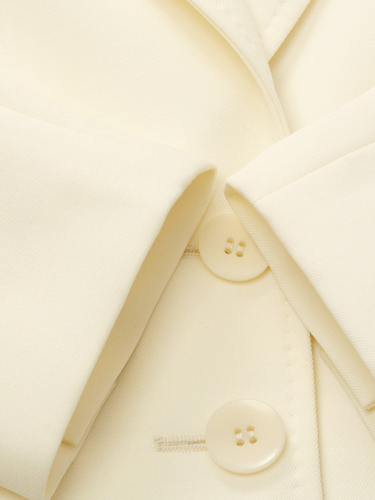 Worsted Wool Lapel Women Crop Blazer