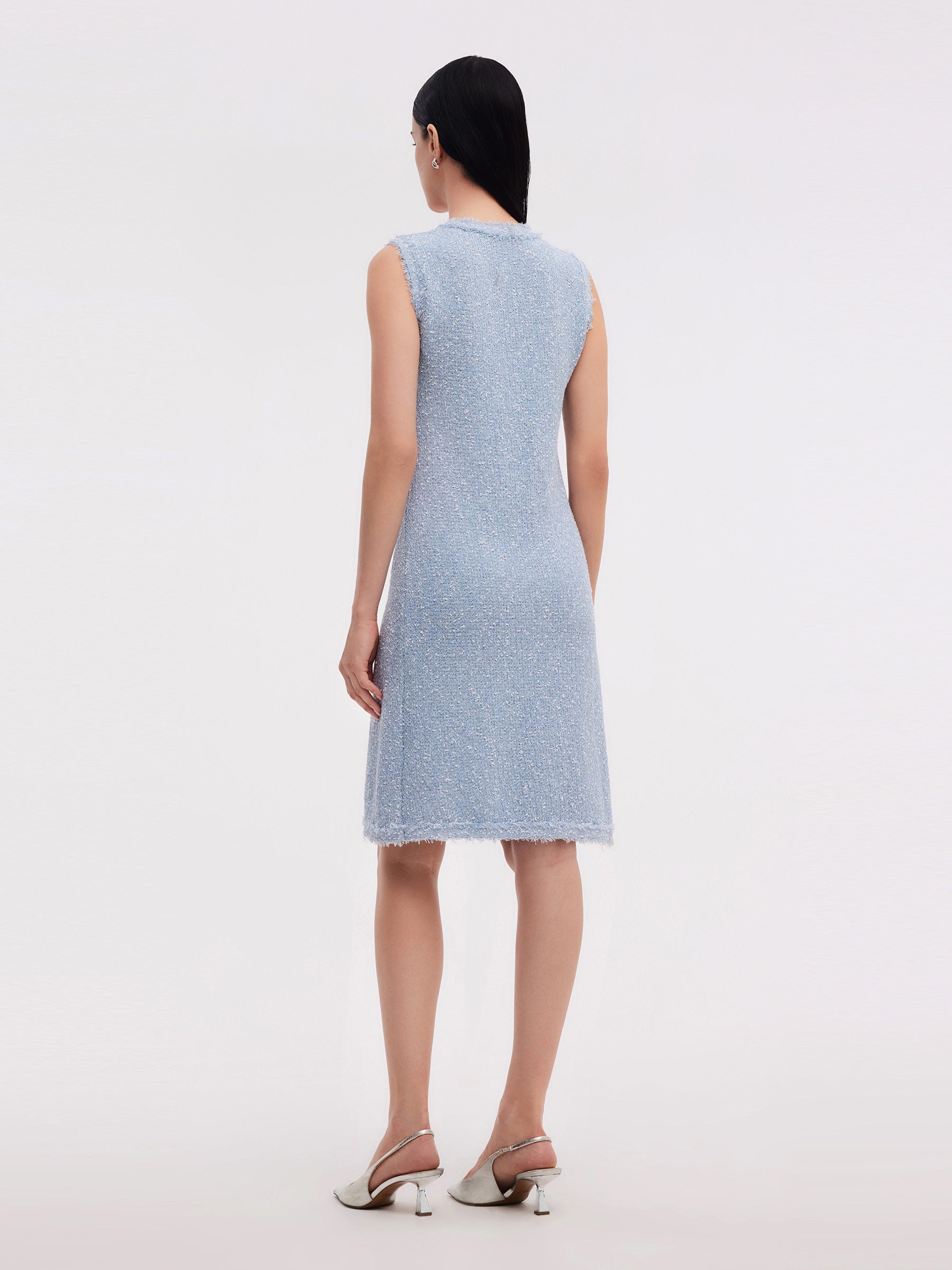 Frayed Edge Sleeveless Women Knit Mini Dress