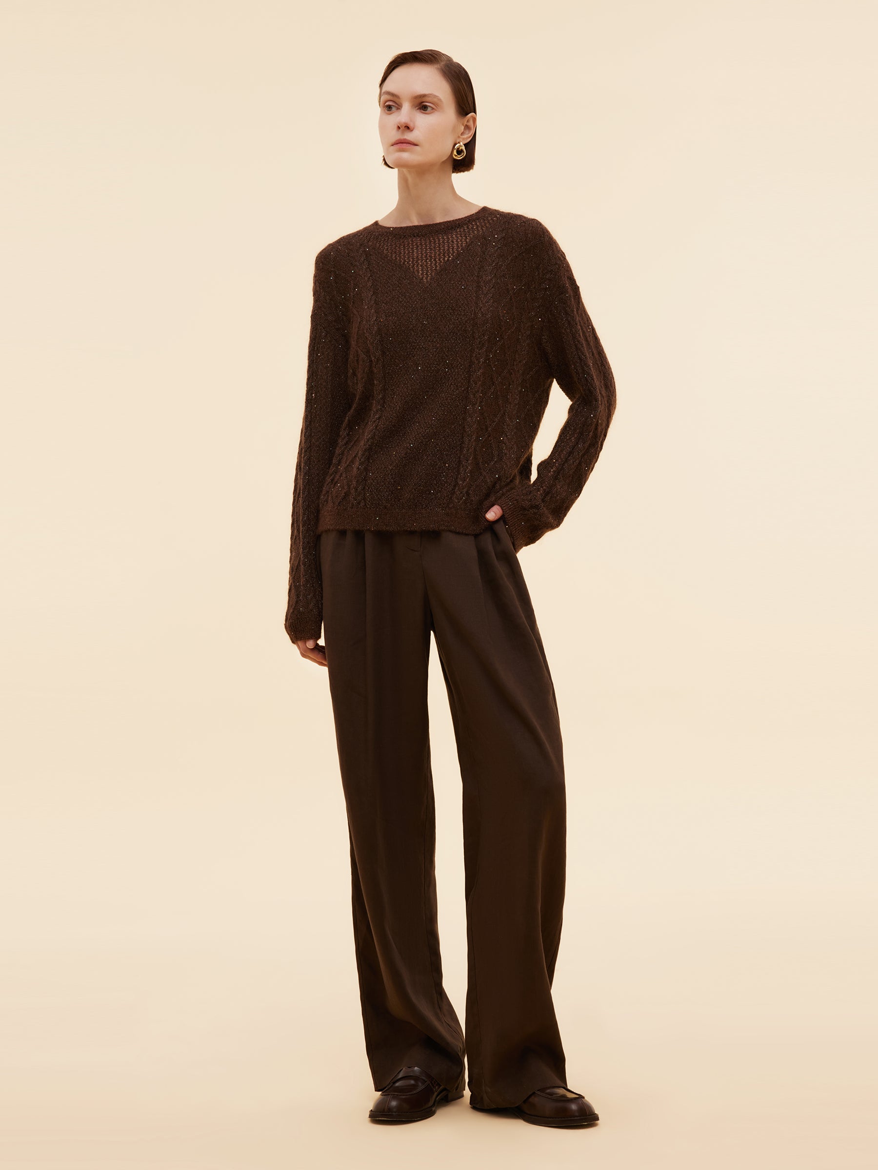 Mohair Wool Blend Sequins Women Sweater