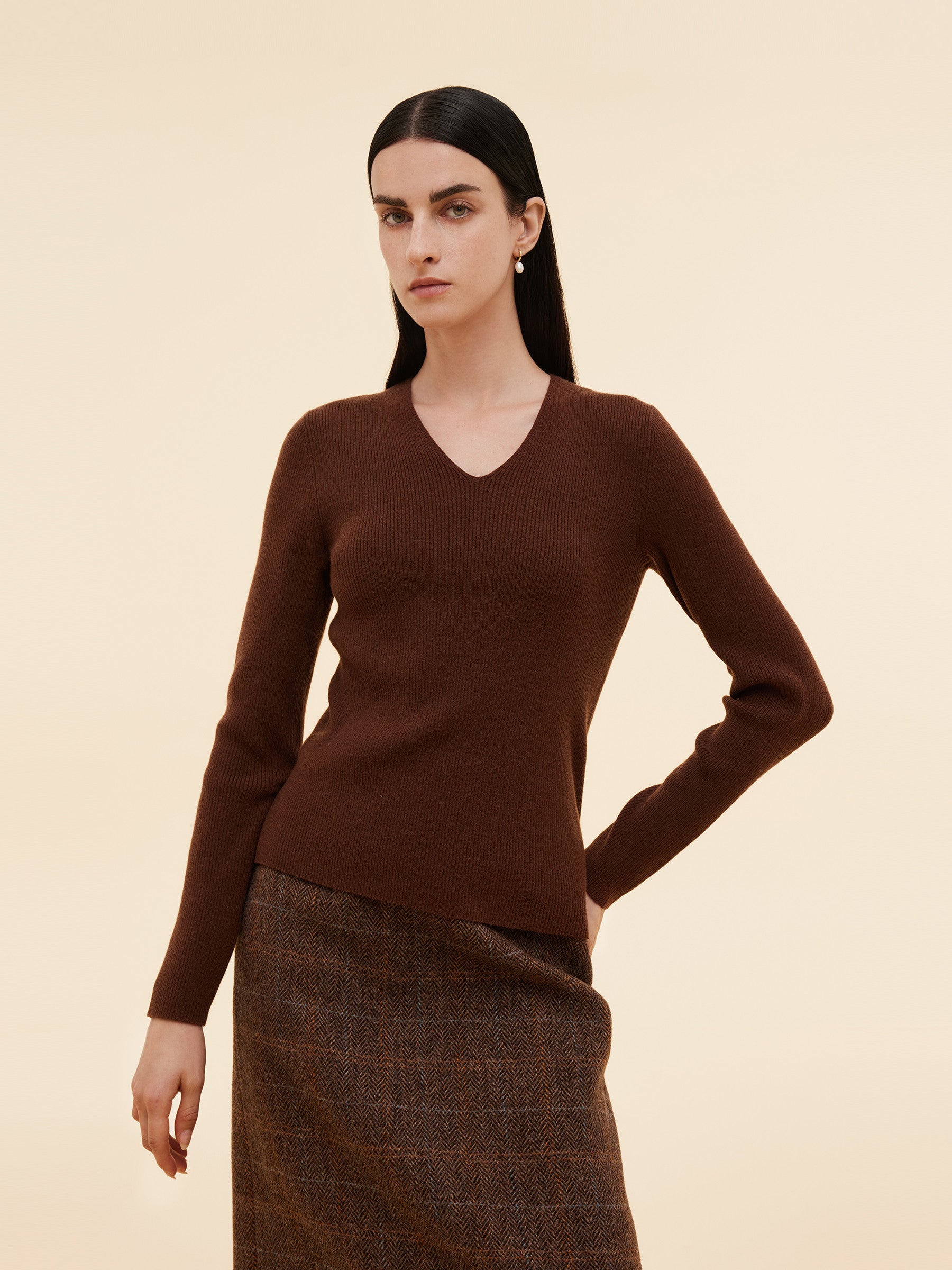 Lyocell Blend Knit Top And Cape Two-Piece Set