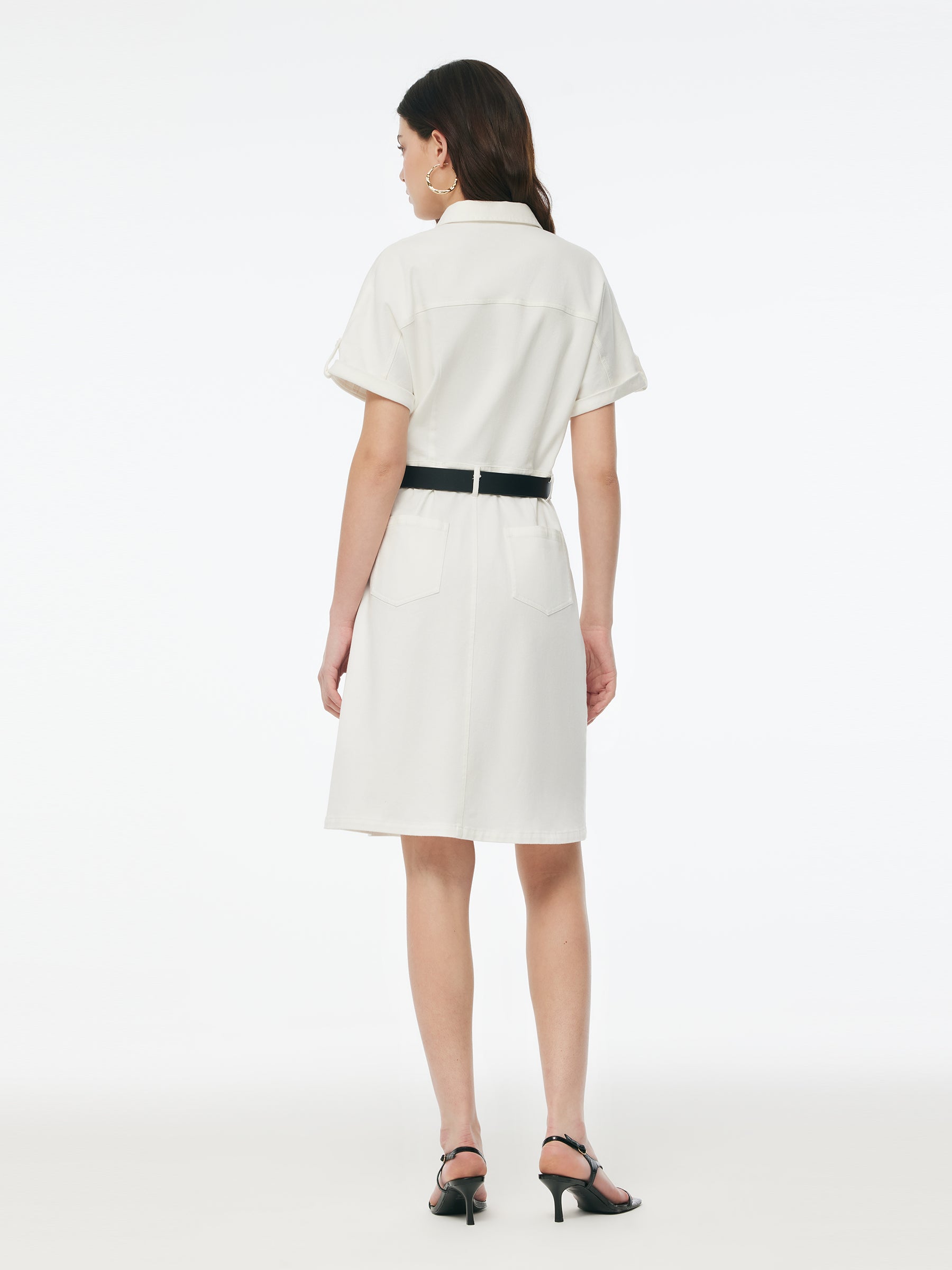 Denim Women Mini Dress With GO Letter Leather Belt