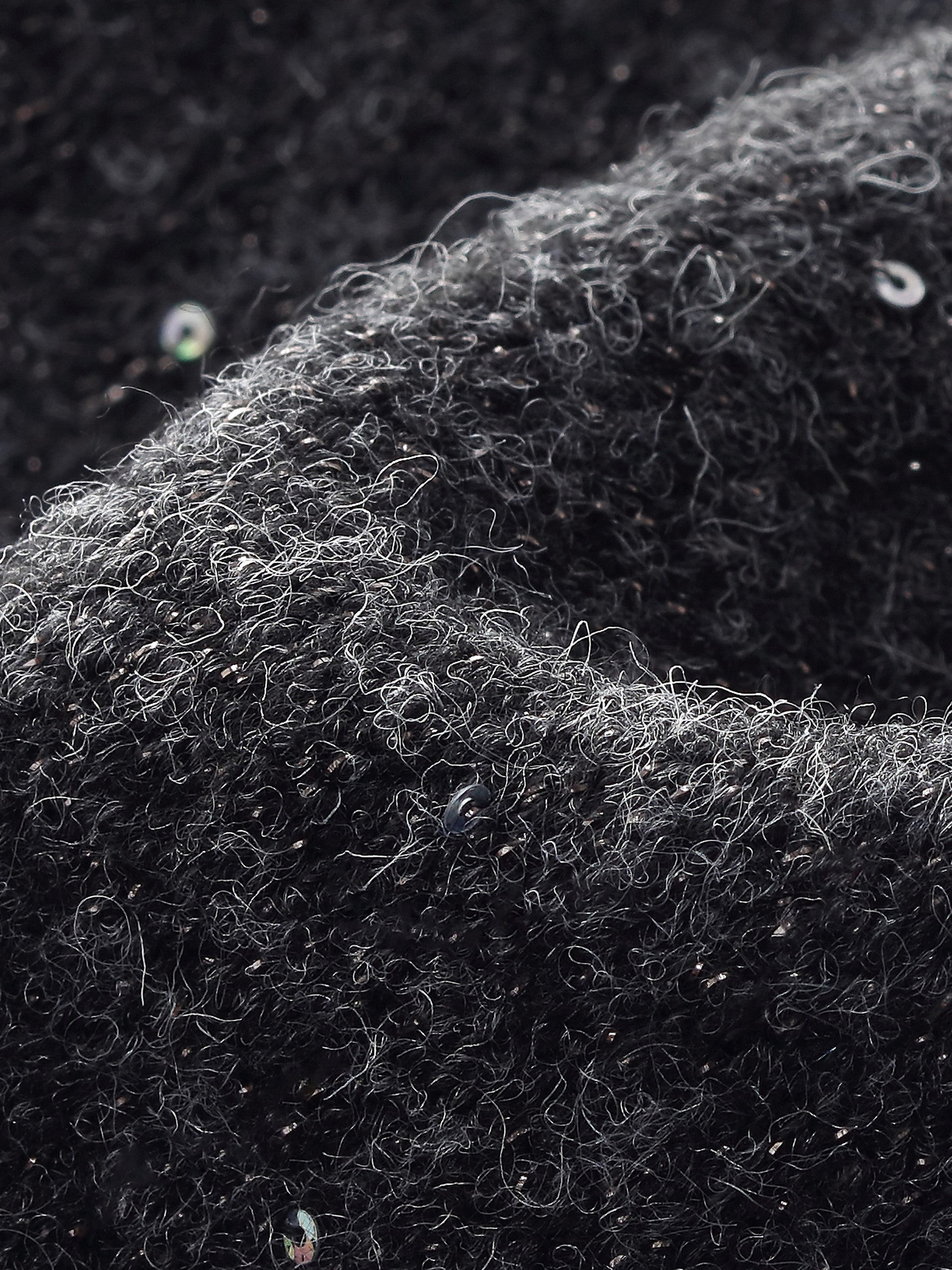 Sequins Beaded Round Neck Women Knit Top