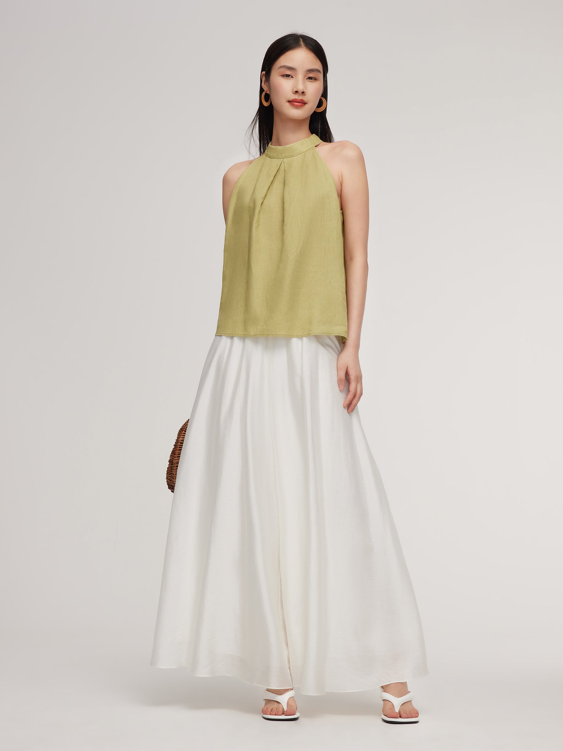 100% Linen Women Halter Tank Top