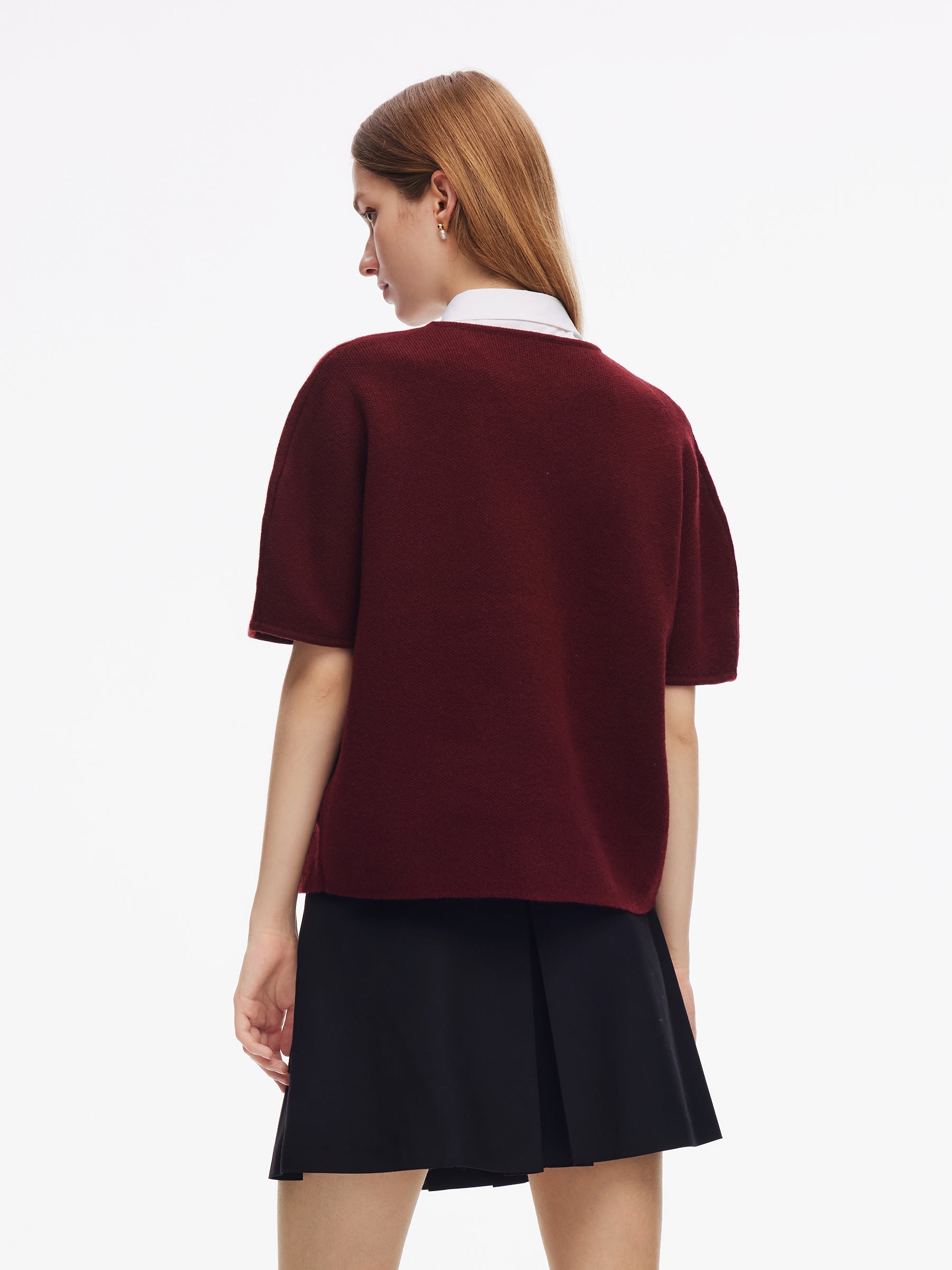 Wool Blend Women Knit Top With Detachable Brooch