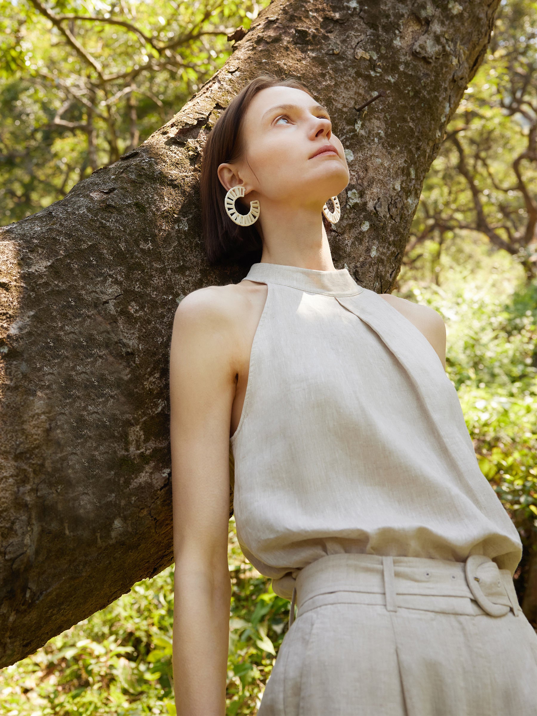 100% Linen Women Halter Tank Top