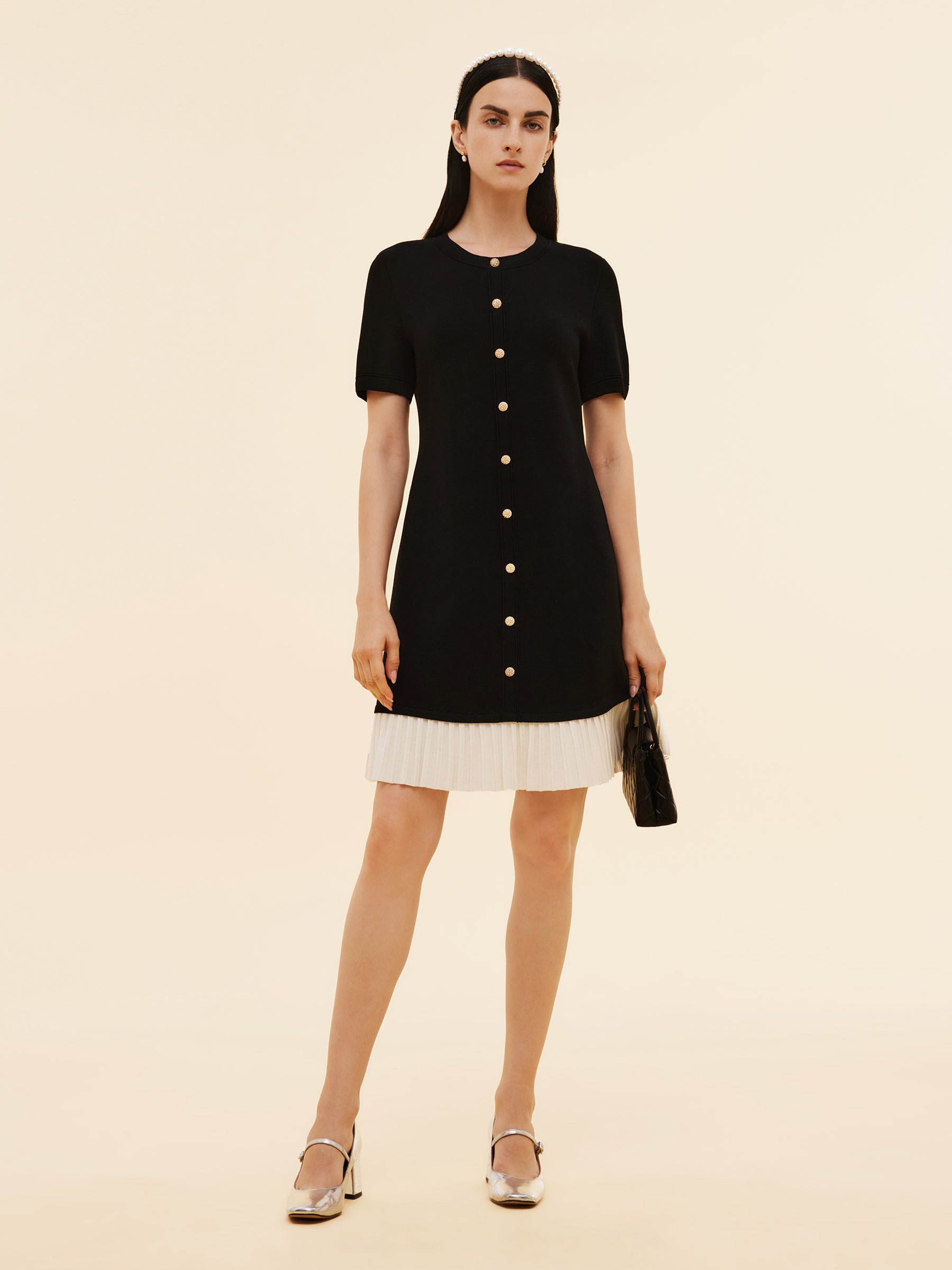 Tencel Blend Color Block Women Knit Mini Dress