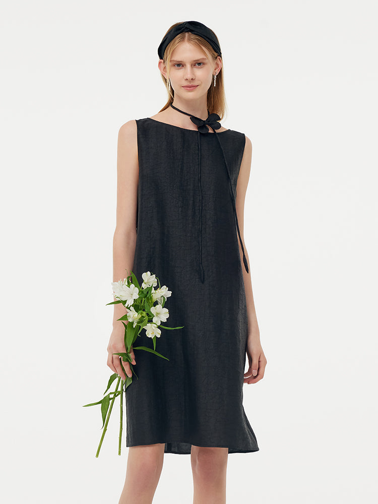 18MM Xiang Yun Silk Women Vest Mini Dress With Belt And Hairband