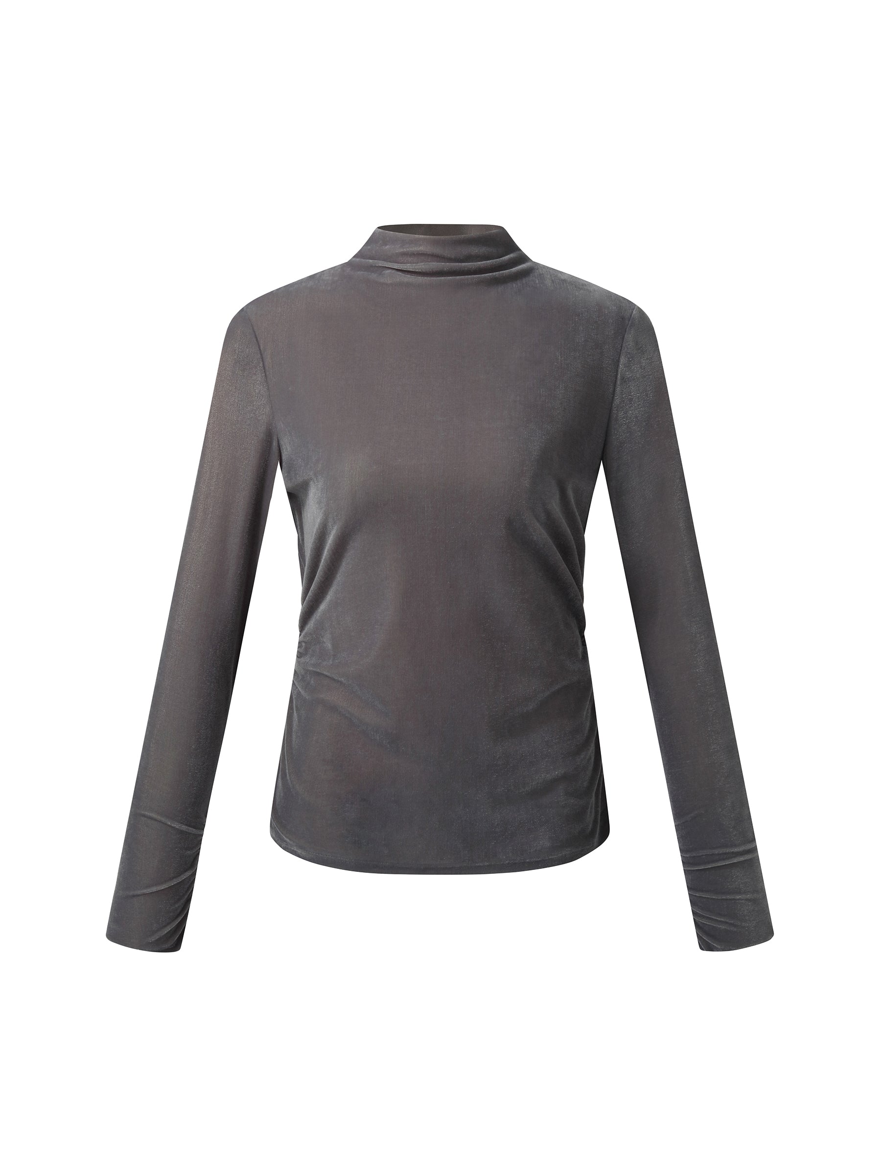 Velvet Stretch Women Mock Neck Top