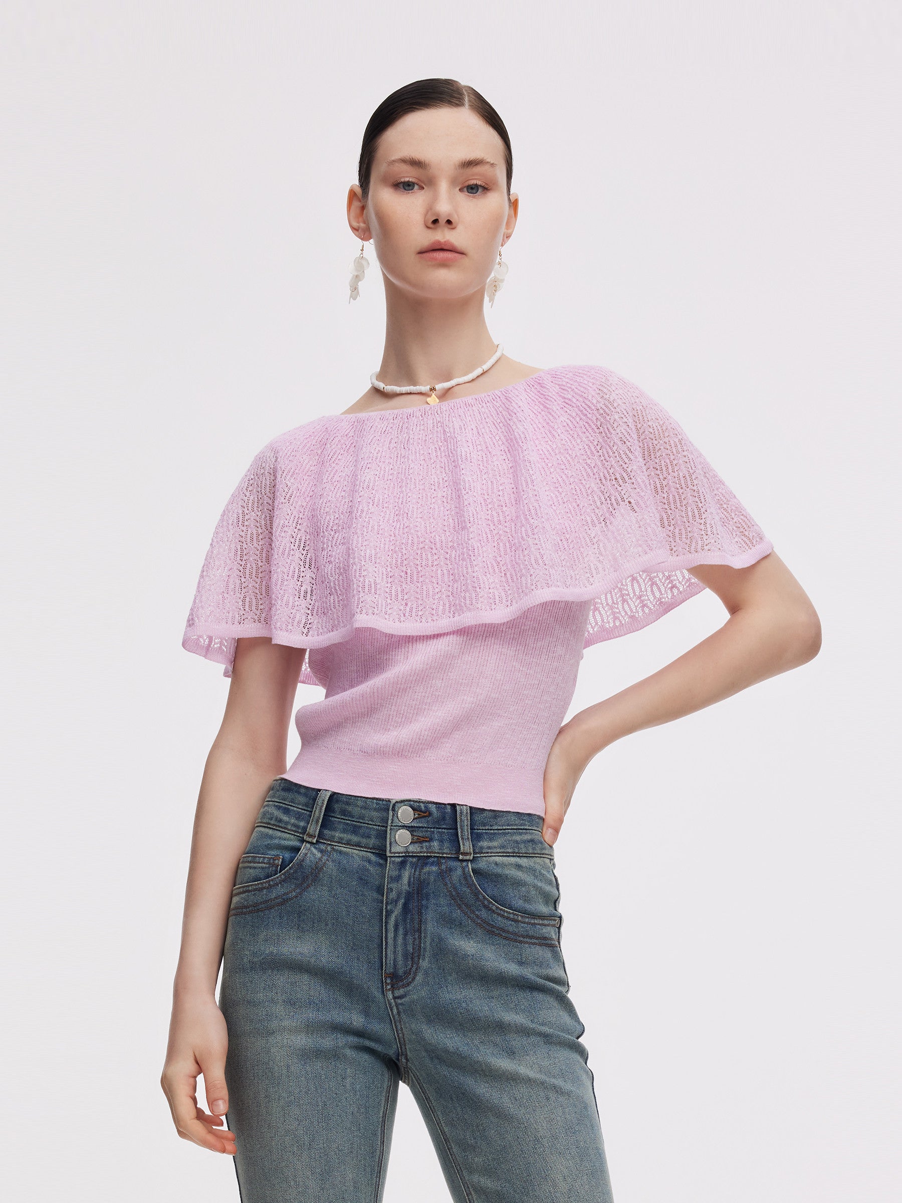 Capelet Adjustable Neck Women Knit Top