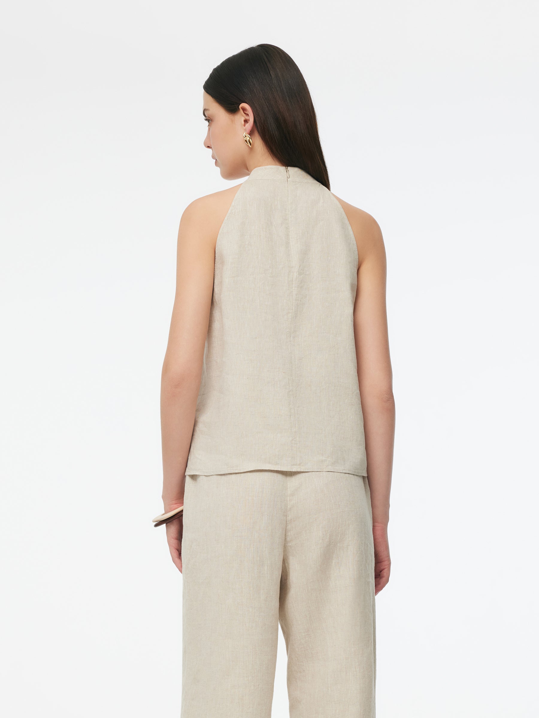 100% Linen Women Halter Tank Top