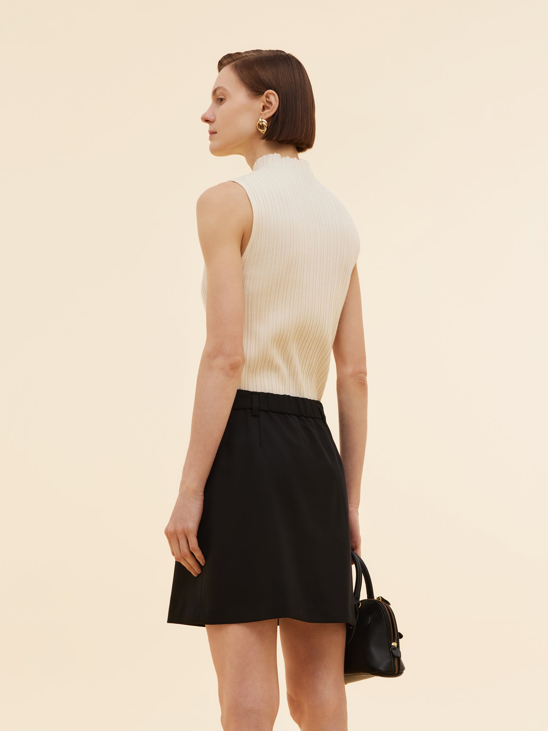 Tencel Blend Women Mock Neck Knit Tank Top